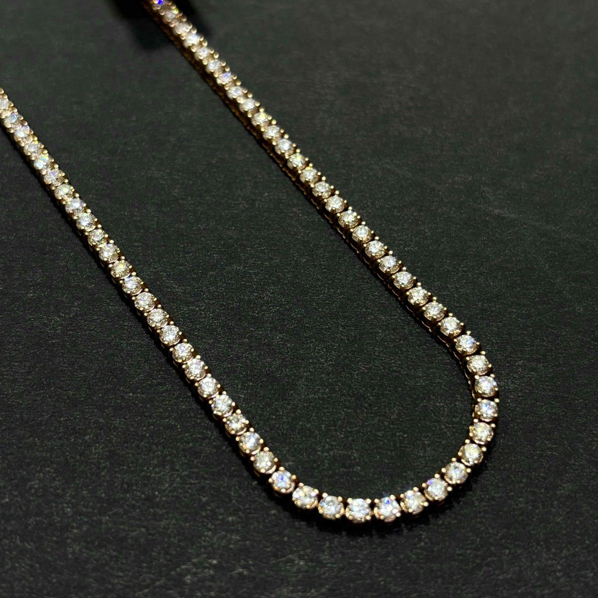 14k VVS Iced Out Tennis Chain Necklace CVD | ROSE/WHITE/YELLOW GOLD