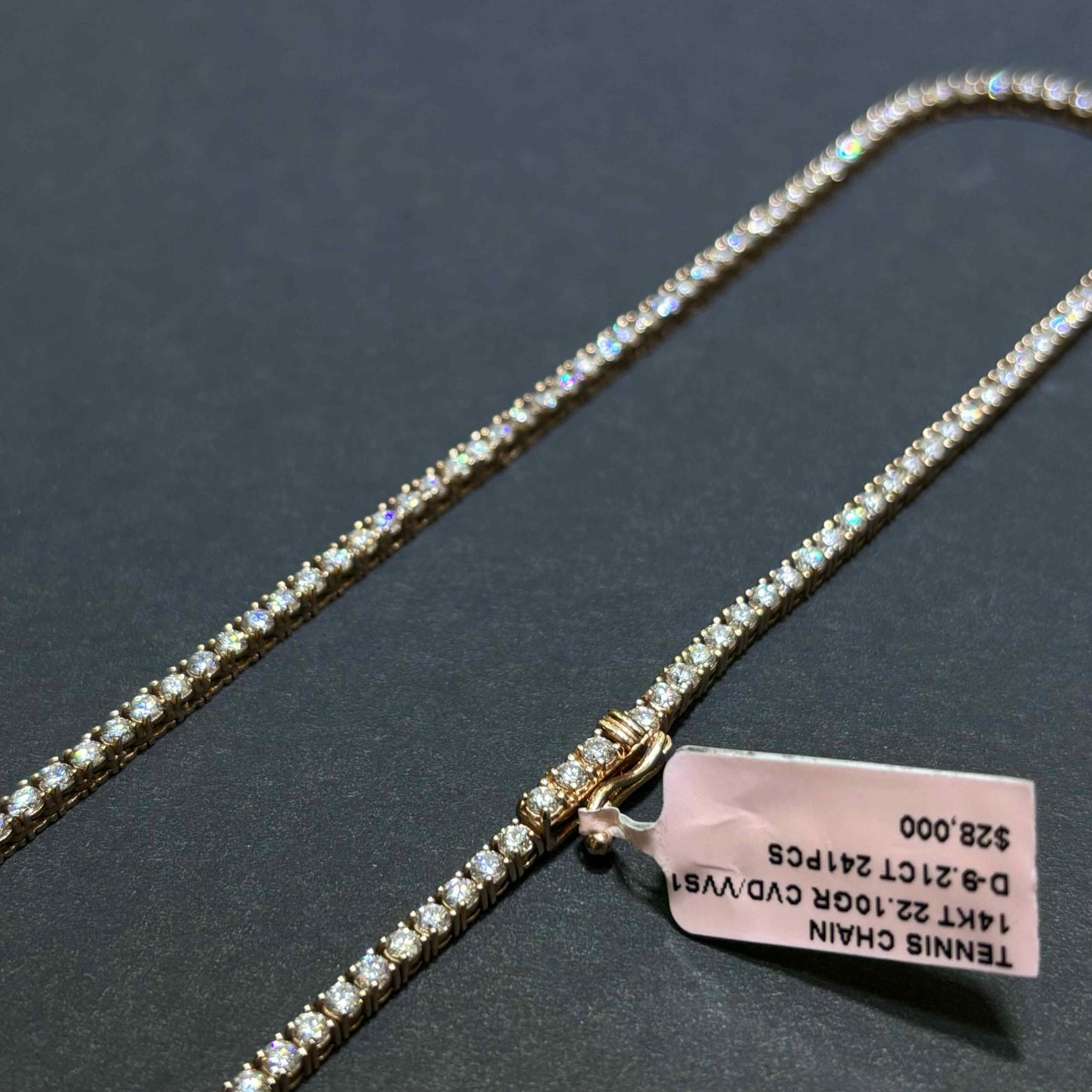 14k VVS Iced Out Tennis Chain Necklace CVD | ROSE/WHITE/YELLOW GOLD