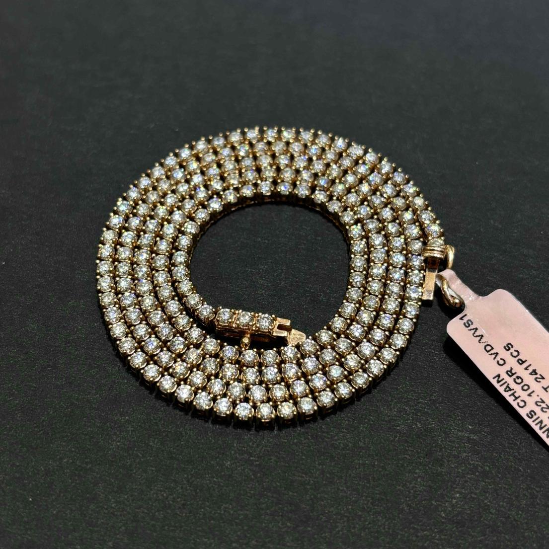 14k VVS Iced Out Tennis Chain Necklace CVD | ROSE/WHITE/YELLOW GOLD