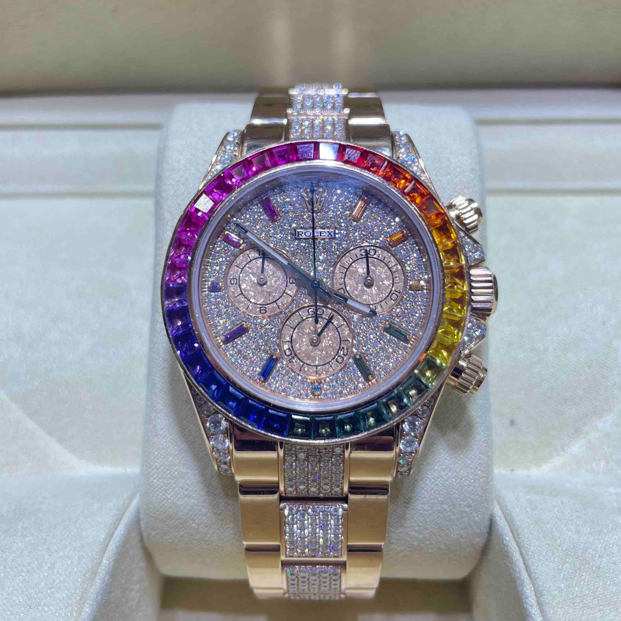 40mm Rainbow Iced Bust Down Chronograph Daytona