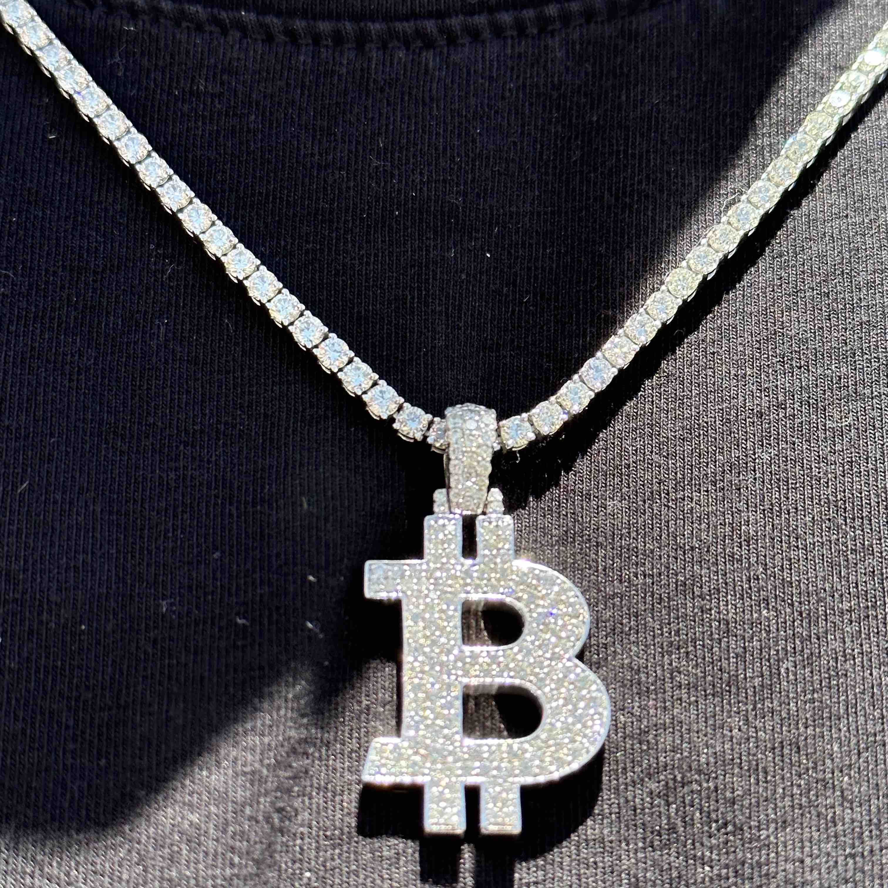 "Iced Out Bitcoin Tennis Chain"