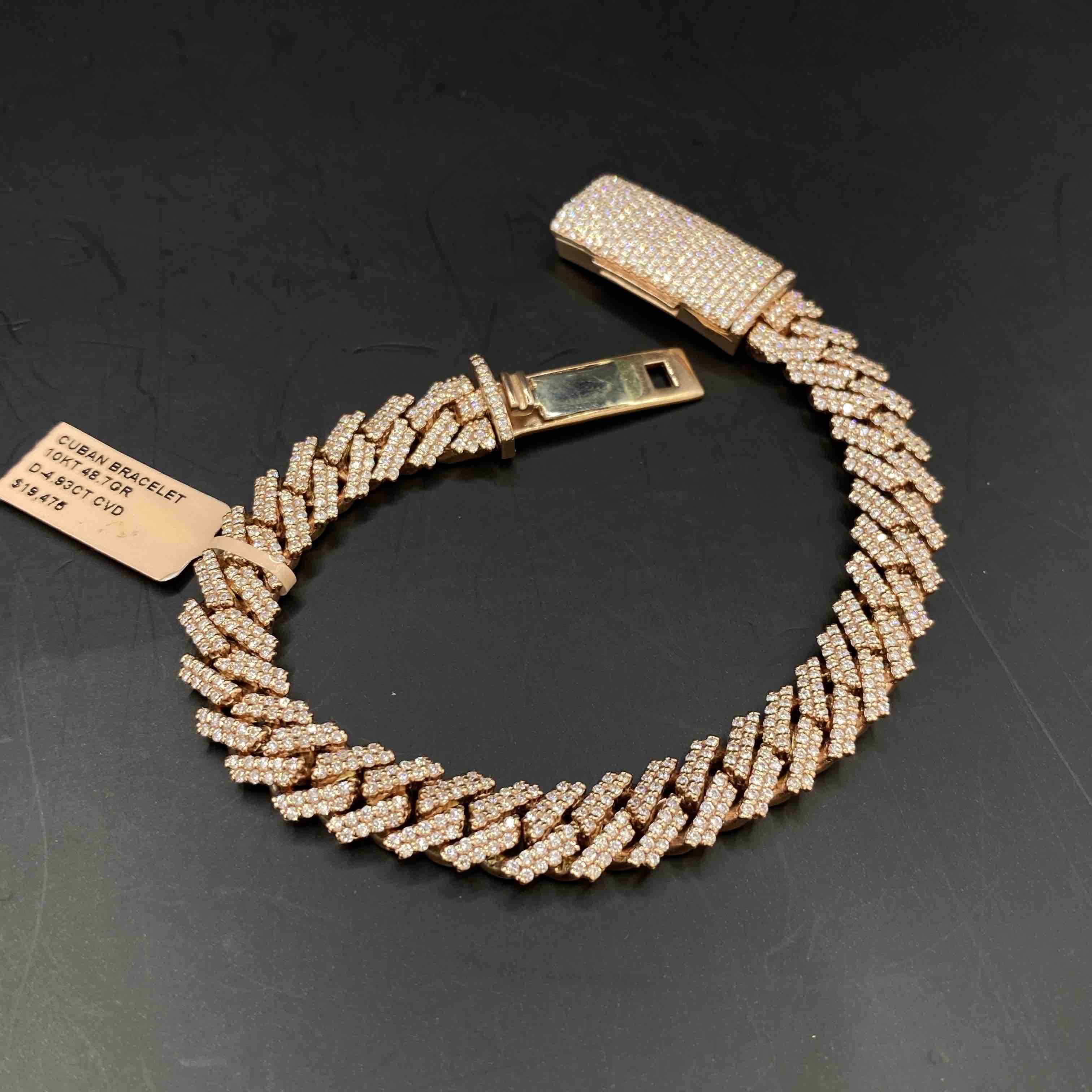 10k CBD VVS Iced Out Cuban Link Bracelet | REAL CVD VVS | Rose Gold