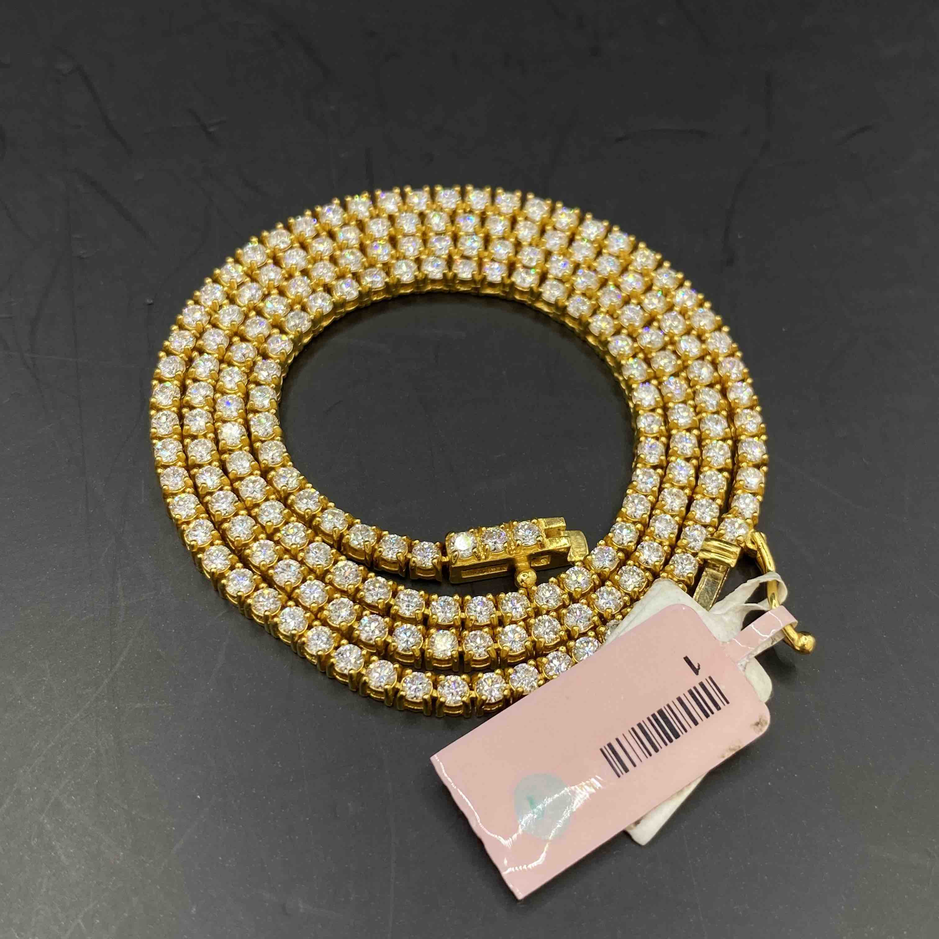 14k VVS Iced Out Tennis Chain | REAL CVD DIAMONDS | Yellow Gold