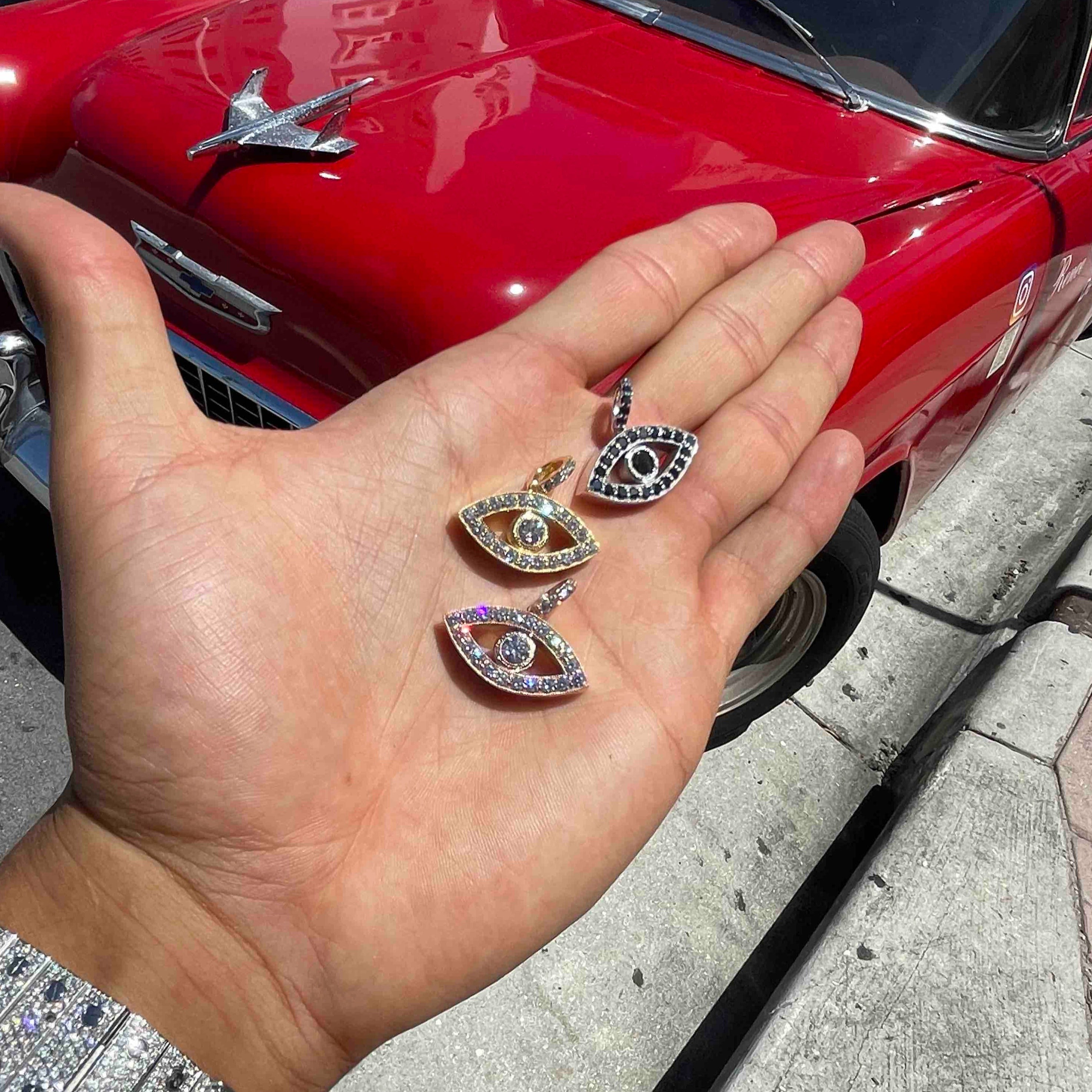 14k Bust Down Evil Eye Pendant