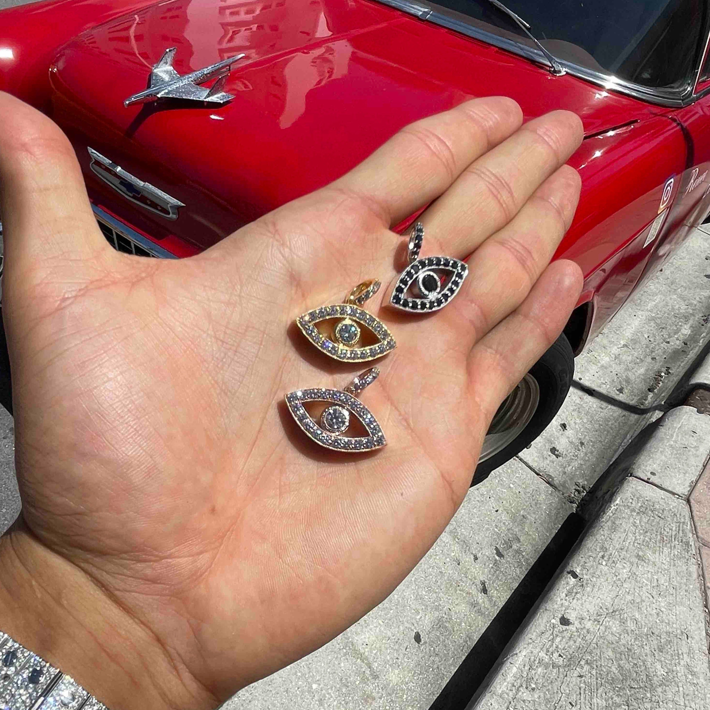 VVS Bust Down Evil Eye Pendant