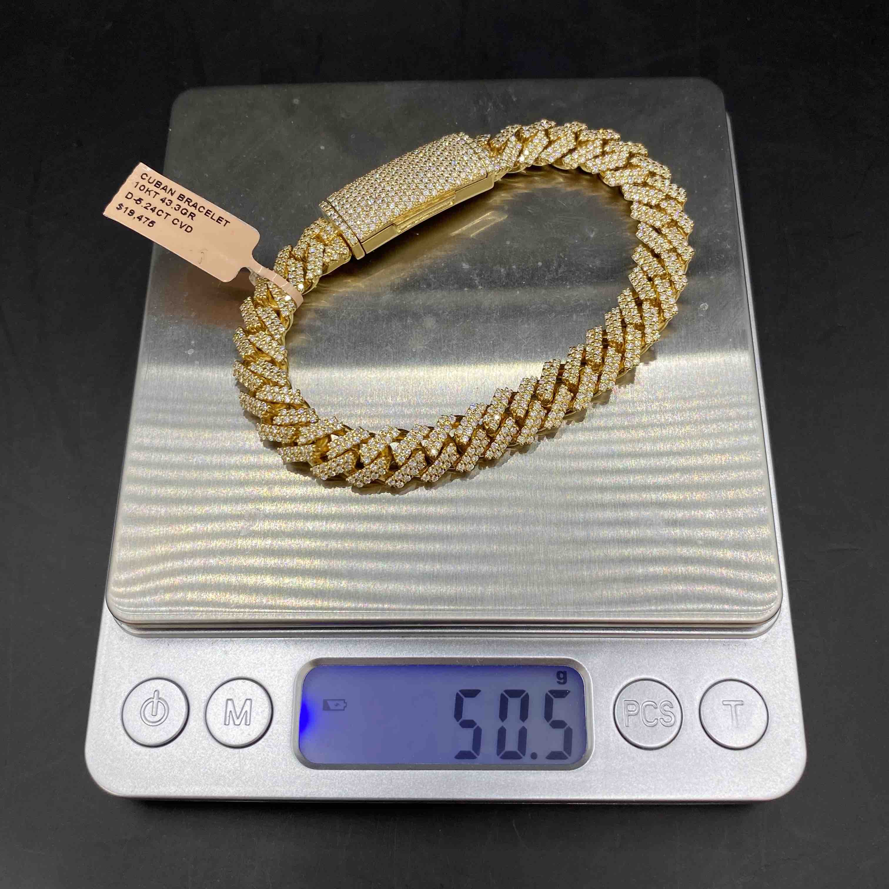 10k Iced Out Cuban Link Bracelet | REAL CVD VVS | Yellow Gold