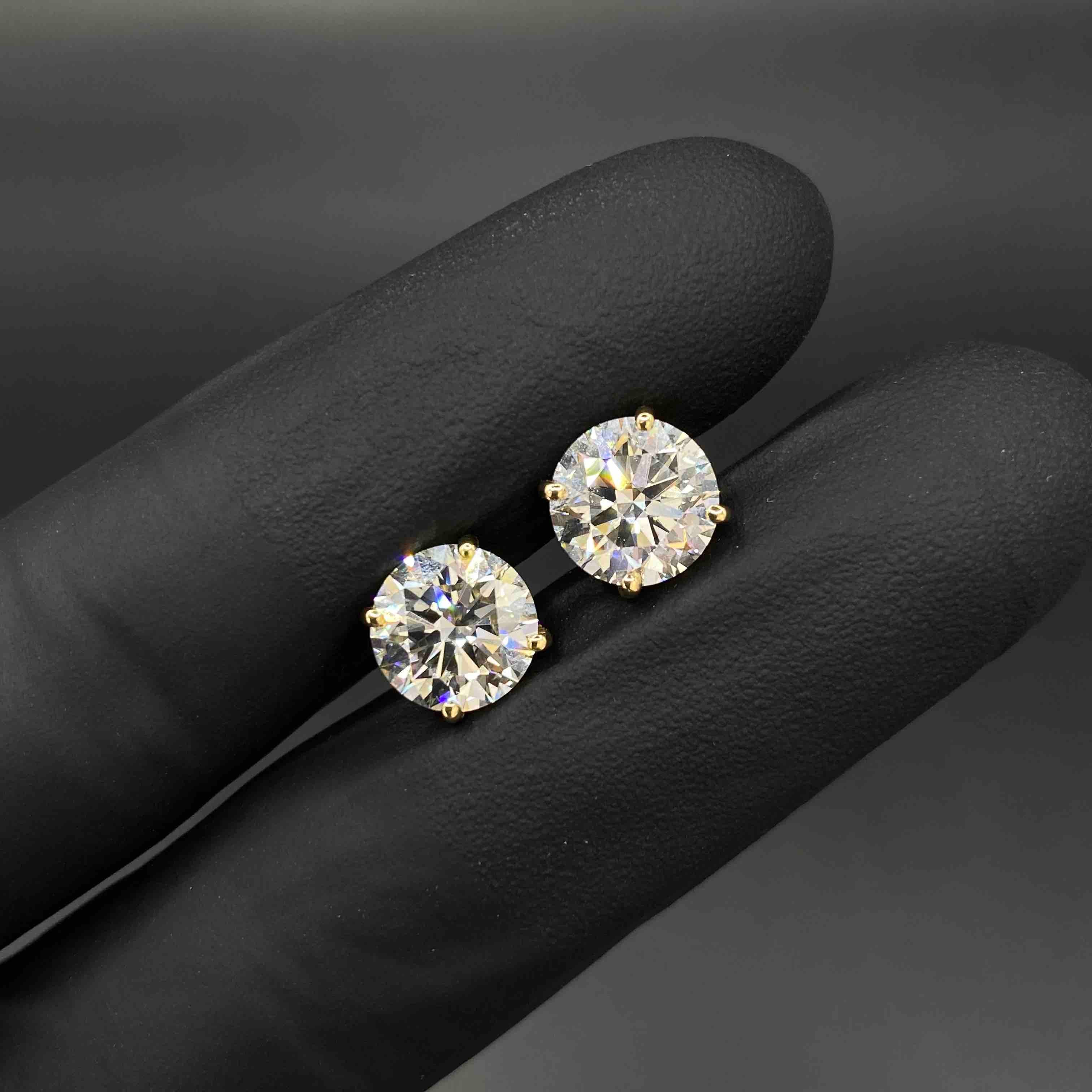 14k Round IGI Certified Diamond Earrings | 2.25 CT EACH