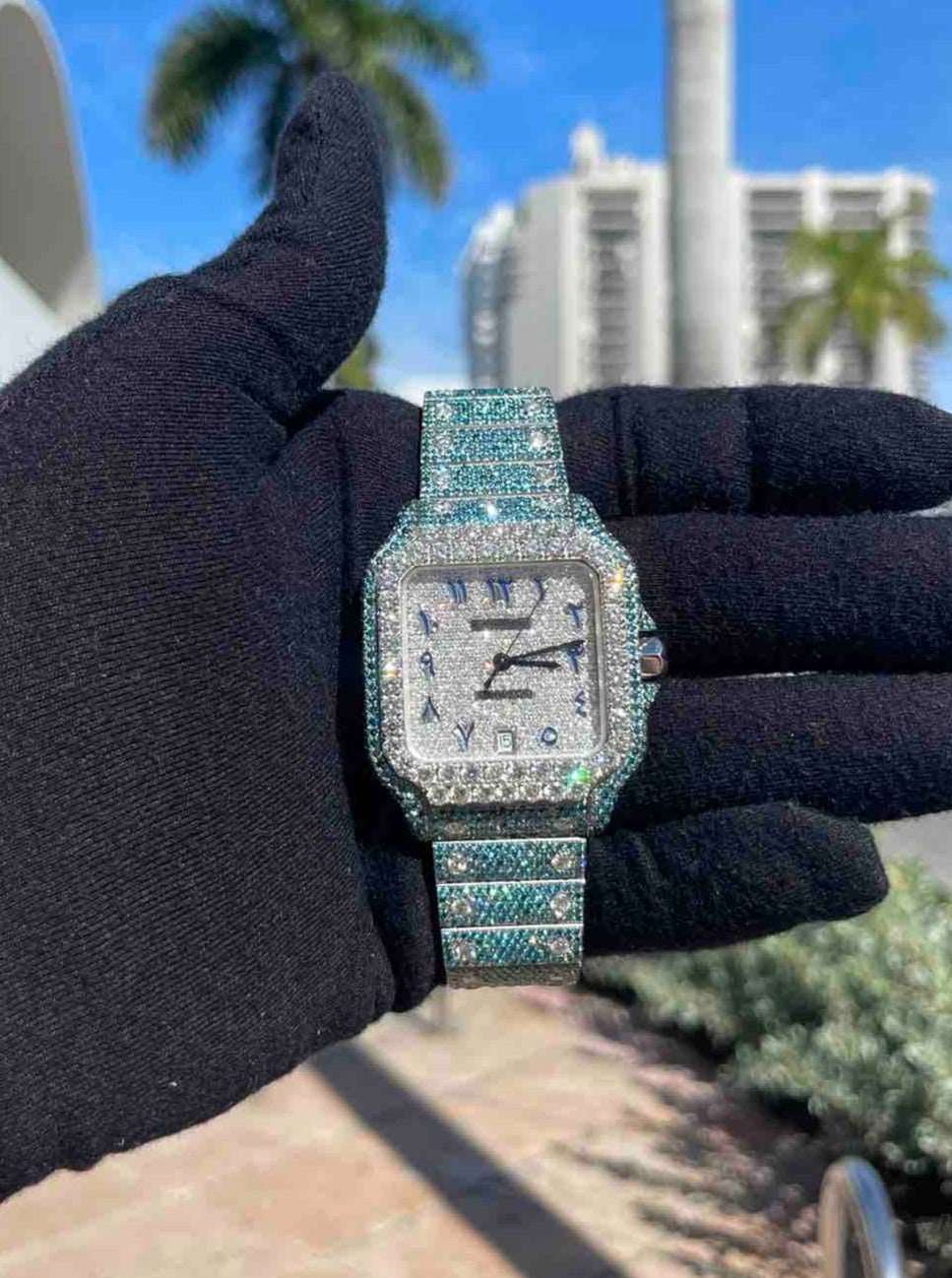 Iced Out Cartier Watch 41mm Blue Diamonds Natural 25CTS VS1💎