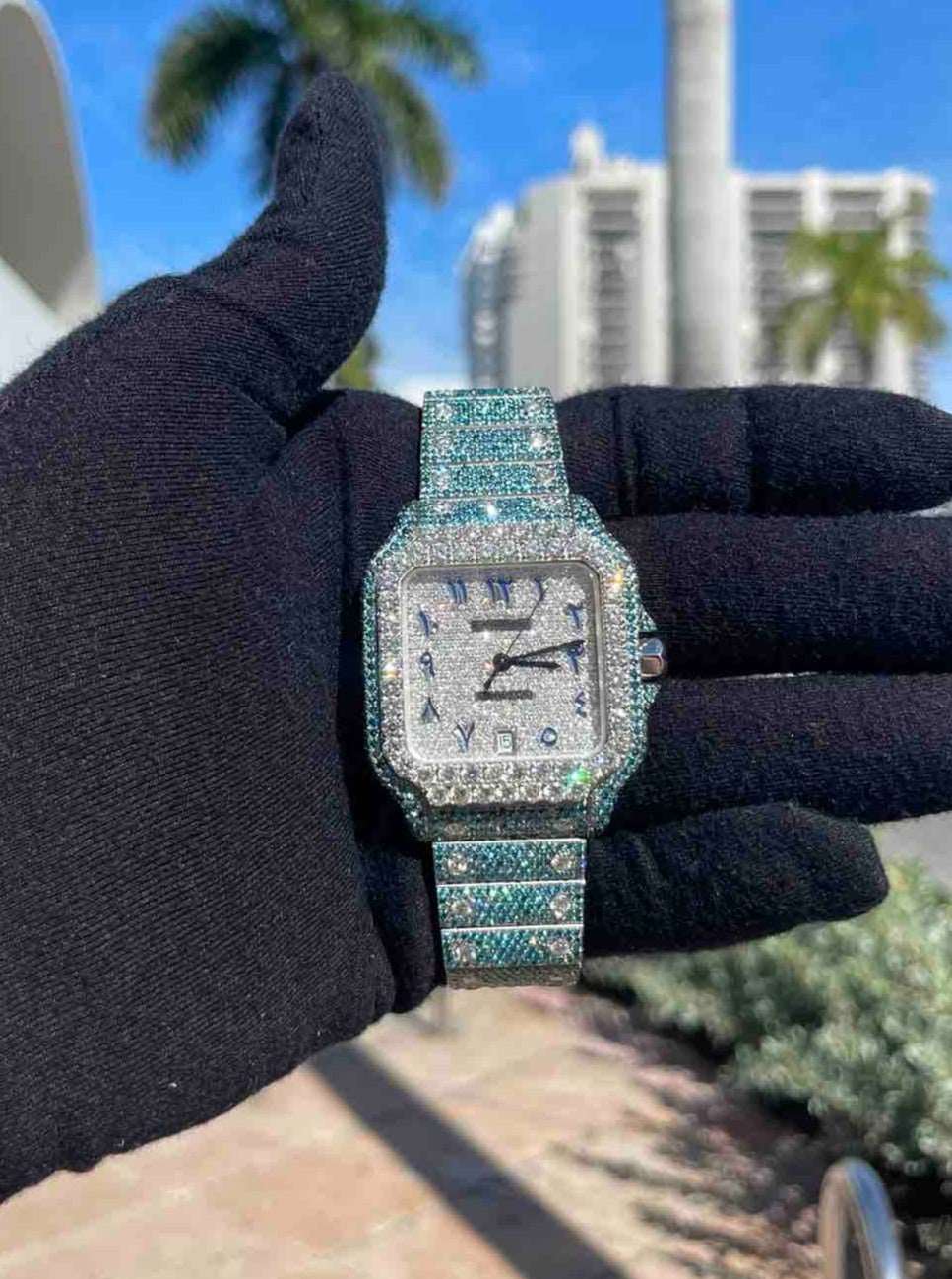 iced out cartier watch