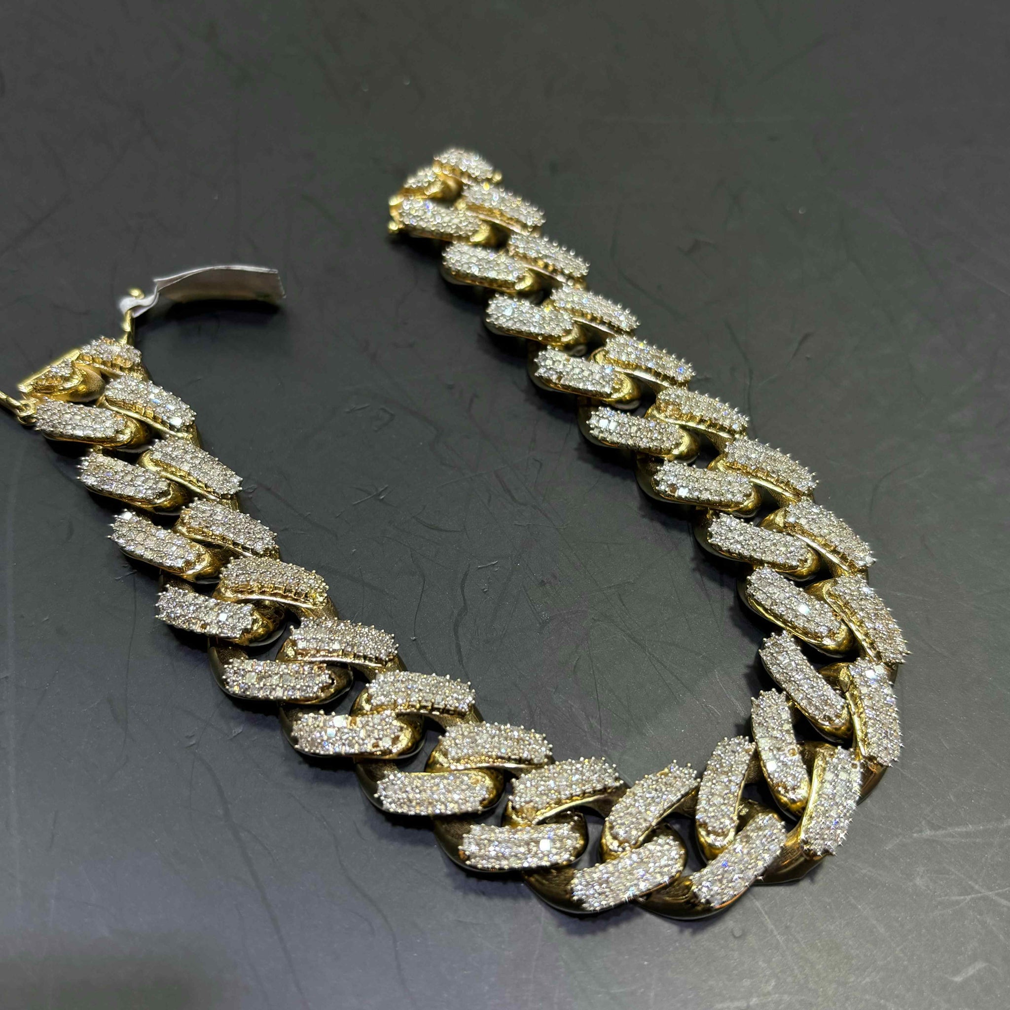 14k VS1 Natural Diamond BUST DOWN CUBAN LINK BRACELET