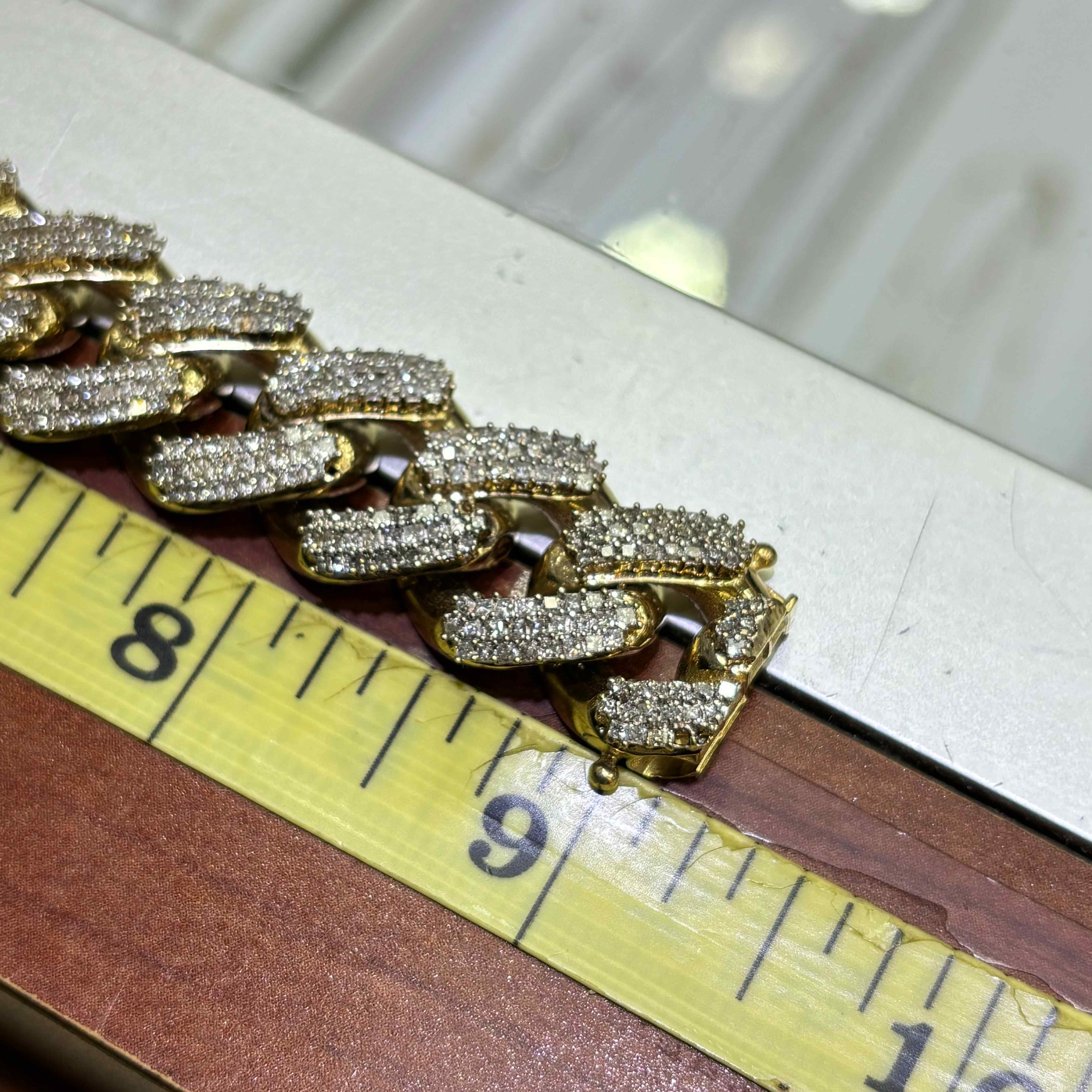 14k VS-1 Natural Diamond BUST DOWN CUBAN LINK BRACELET