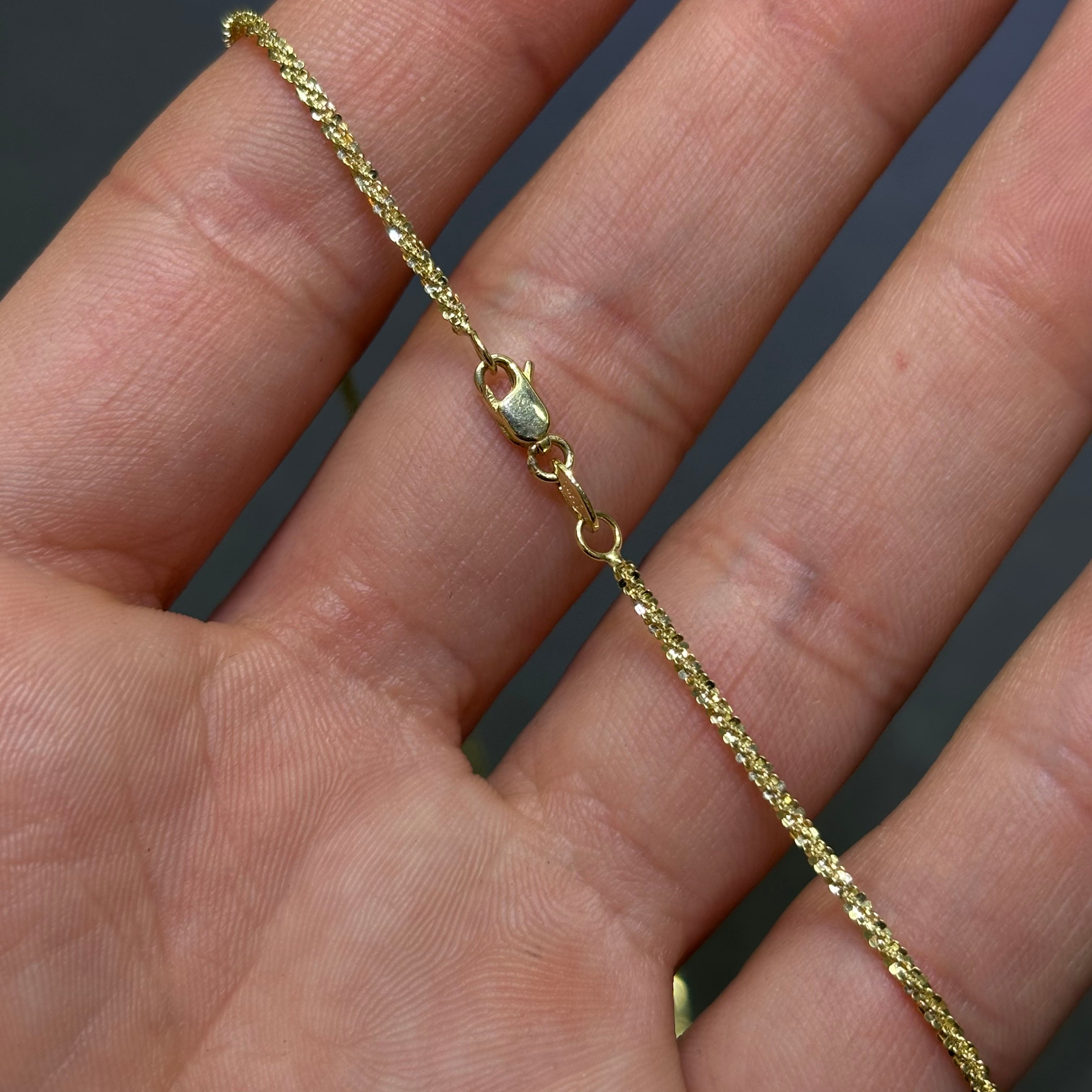 14k Diamond Cut Popcorn Link Chain 1.5MM
