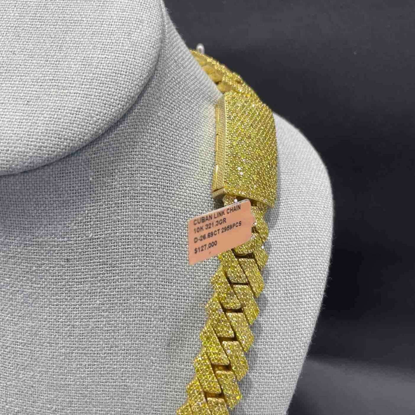 YELLOW DIAMOND BUST DOWN CUBAN CHAIN