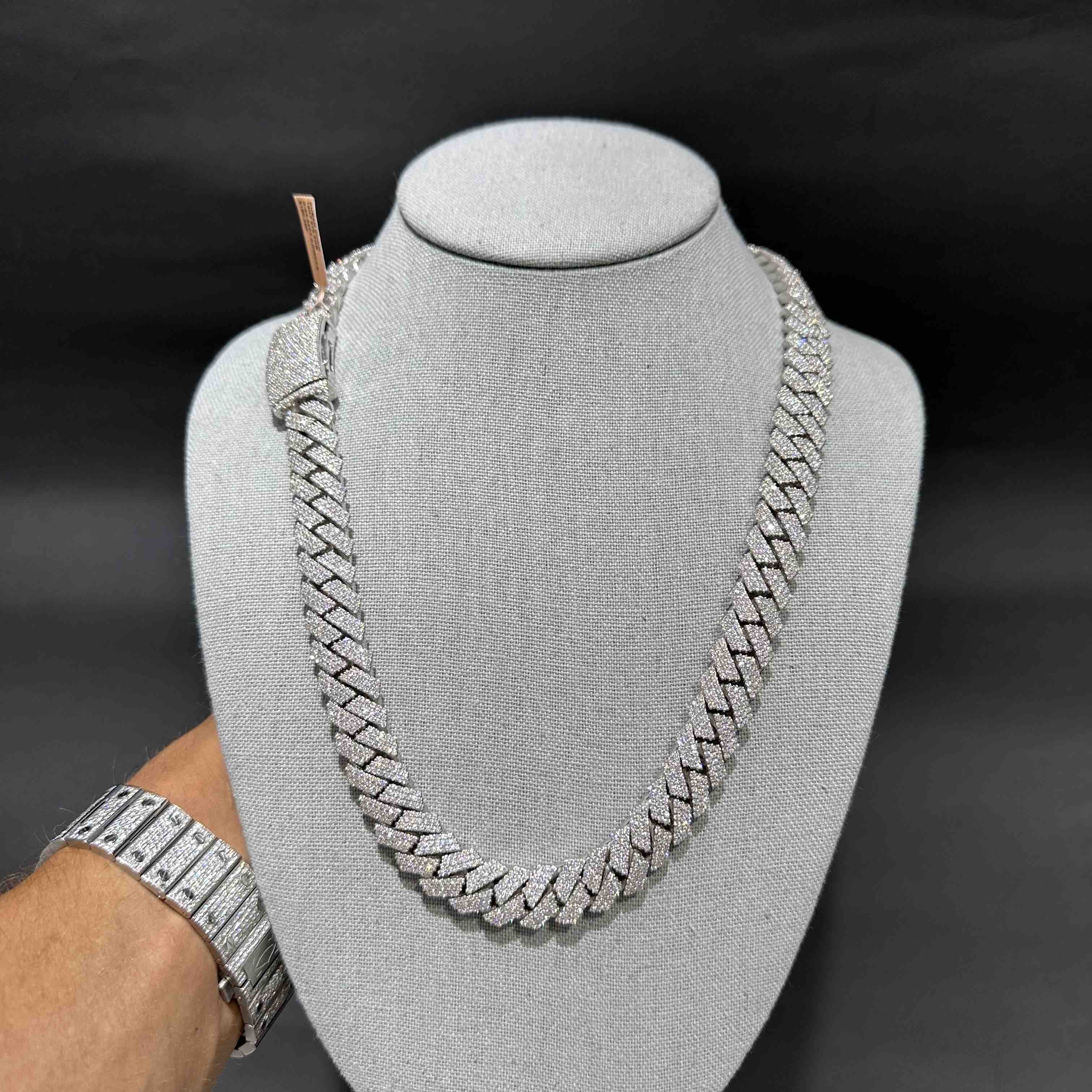 White Gold VVS Iced Out Cuban Chain