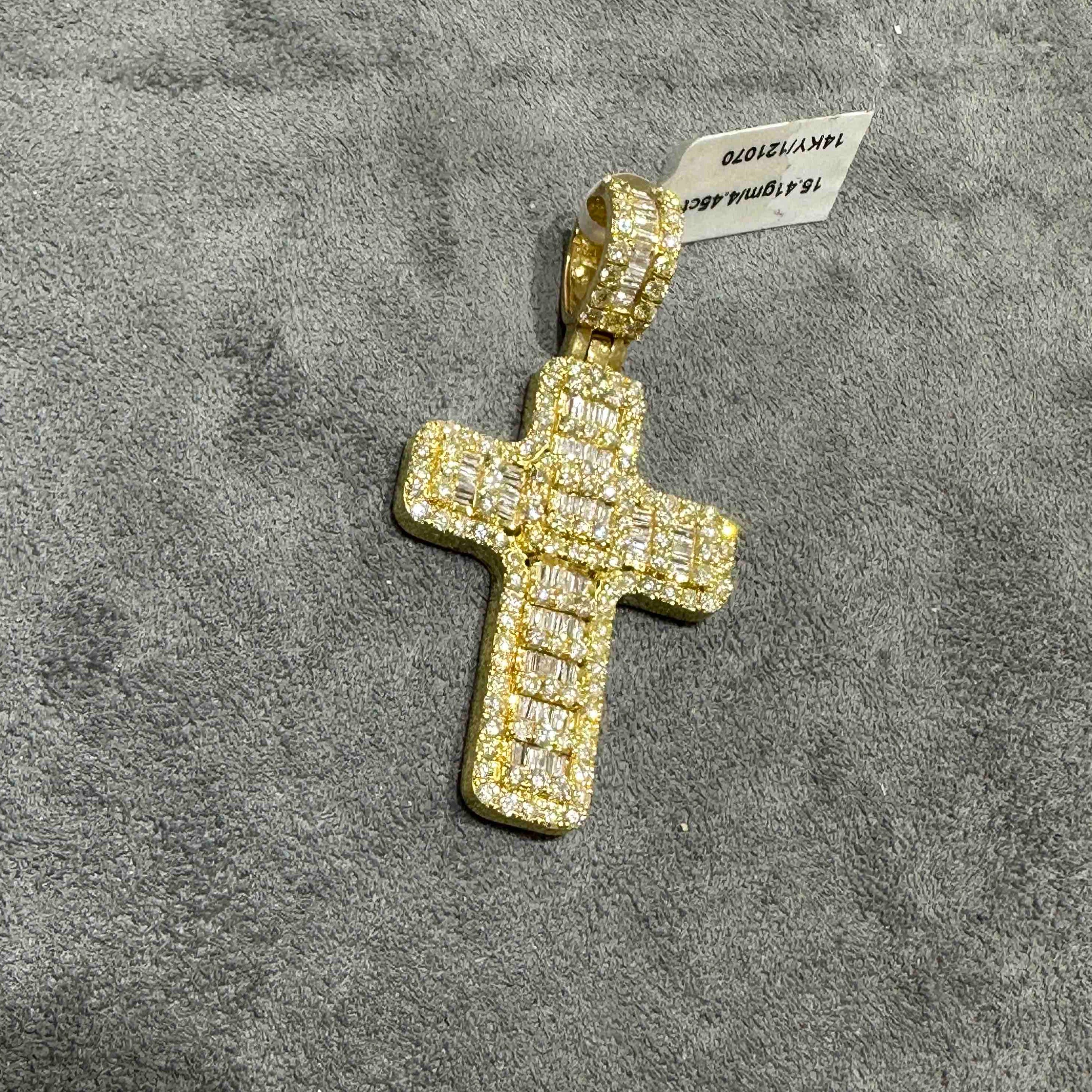 14k Yellow Gold Baguette Cross