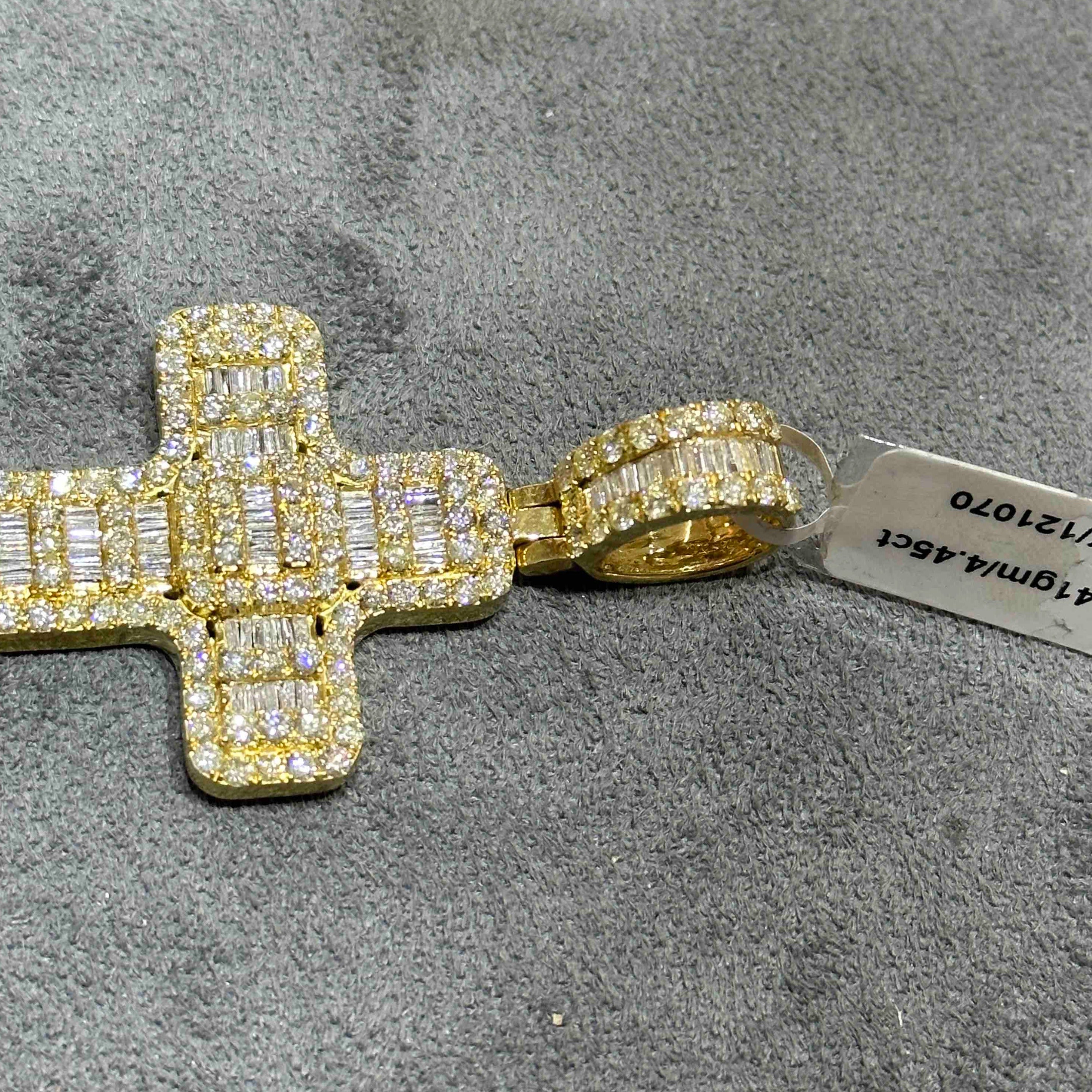 14k Yellow Gold Baguette Cross