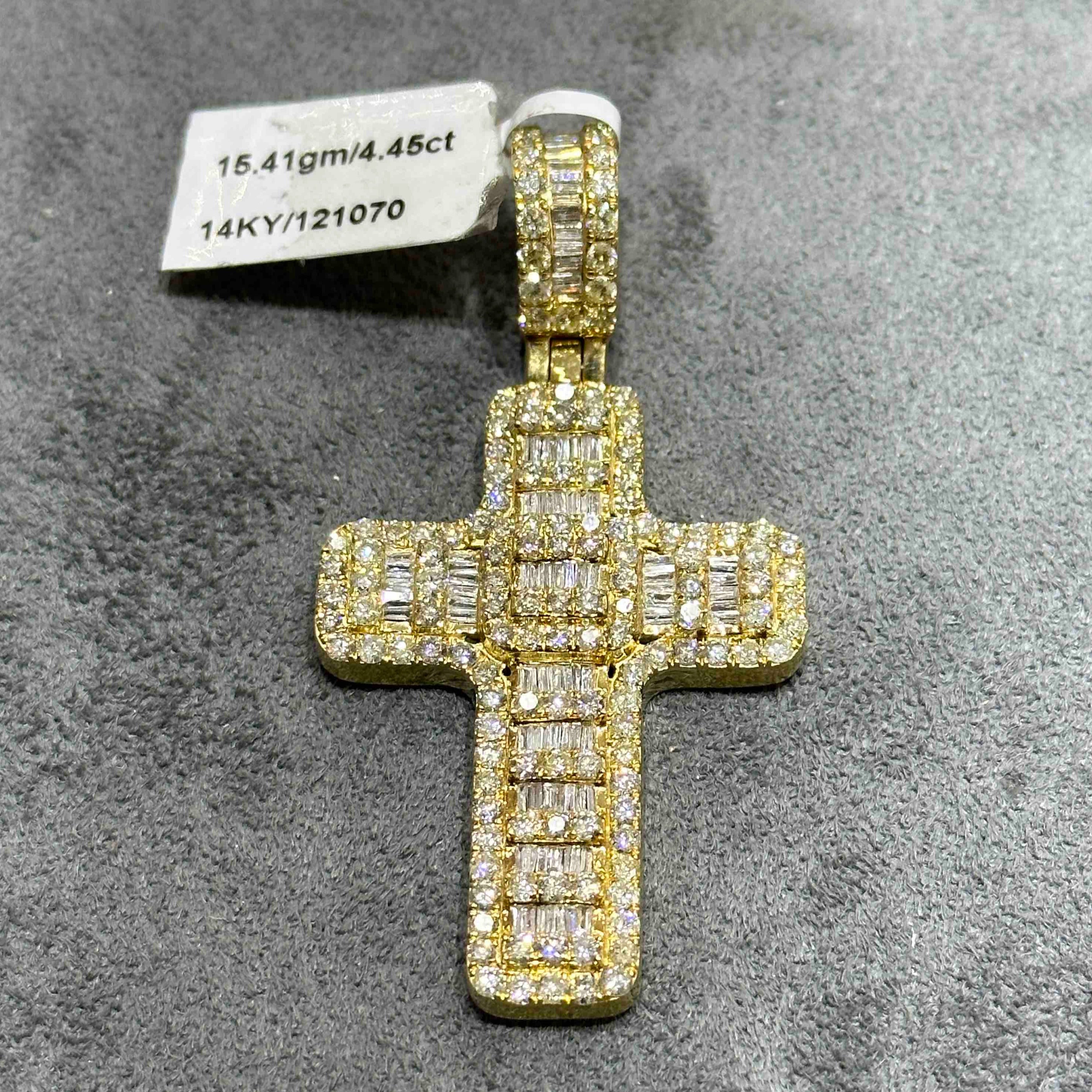 14k Yellow Gold Baguette Cross