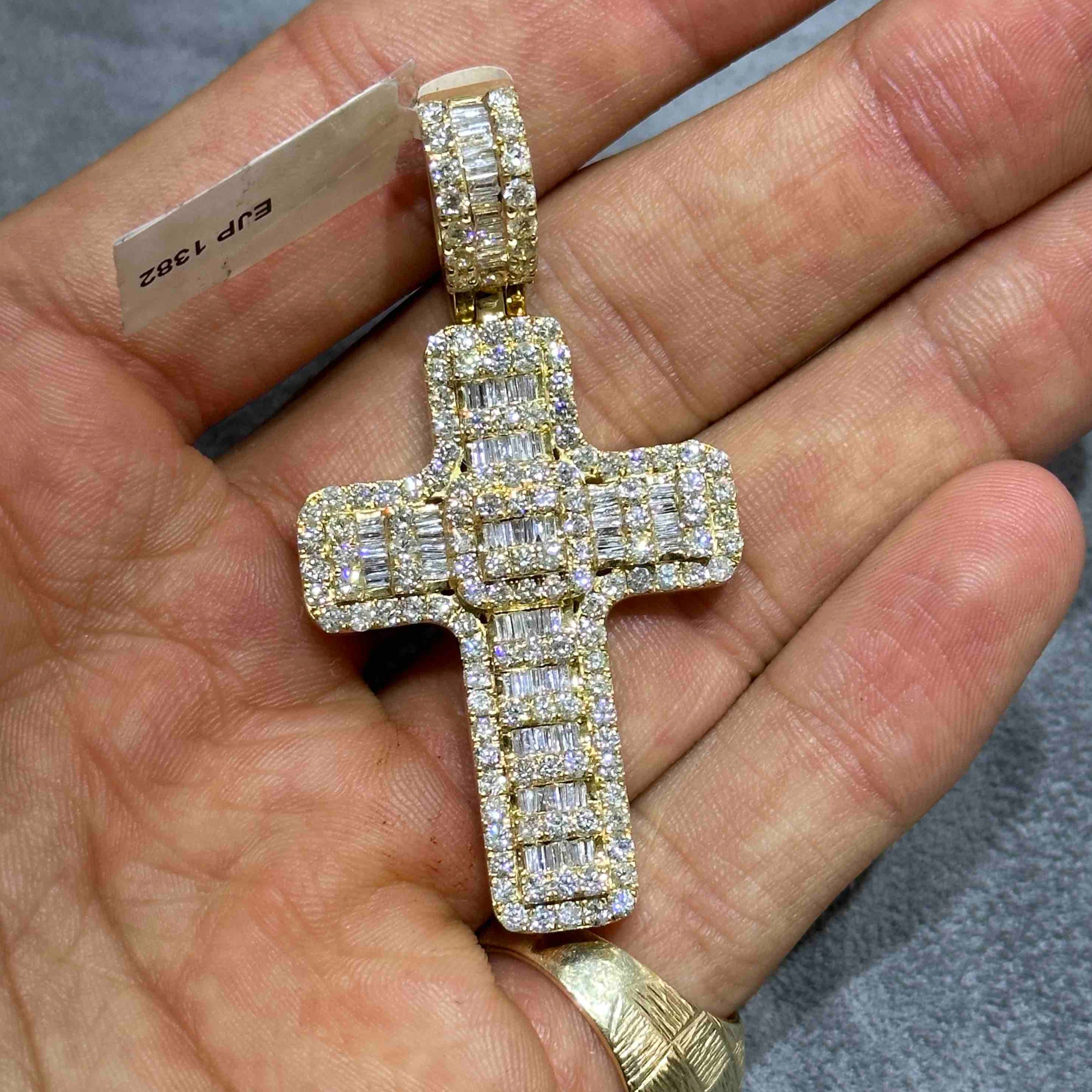 14k Yellow Gold Baguette Cross