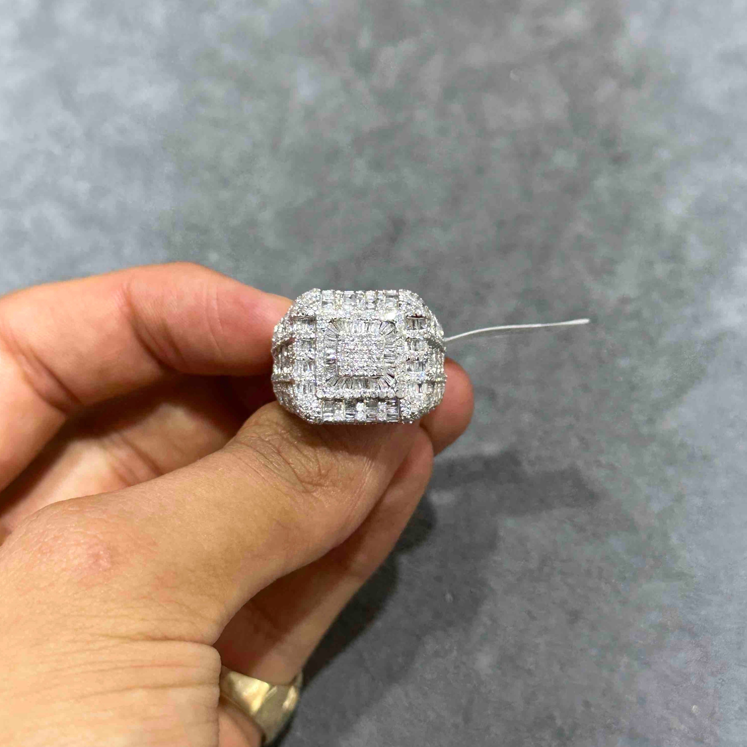 14k White Gold Iced Ring
