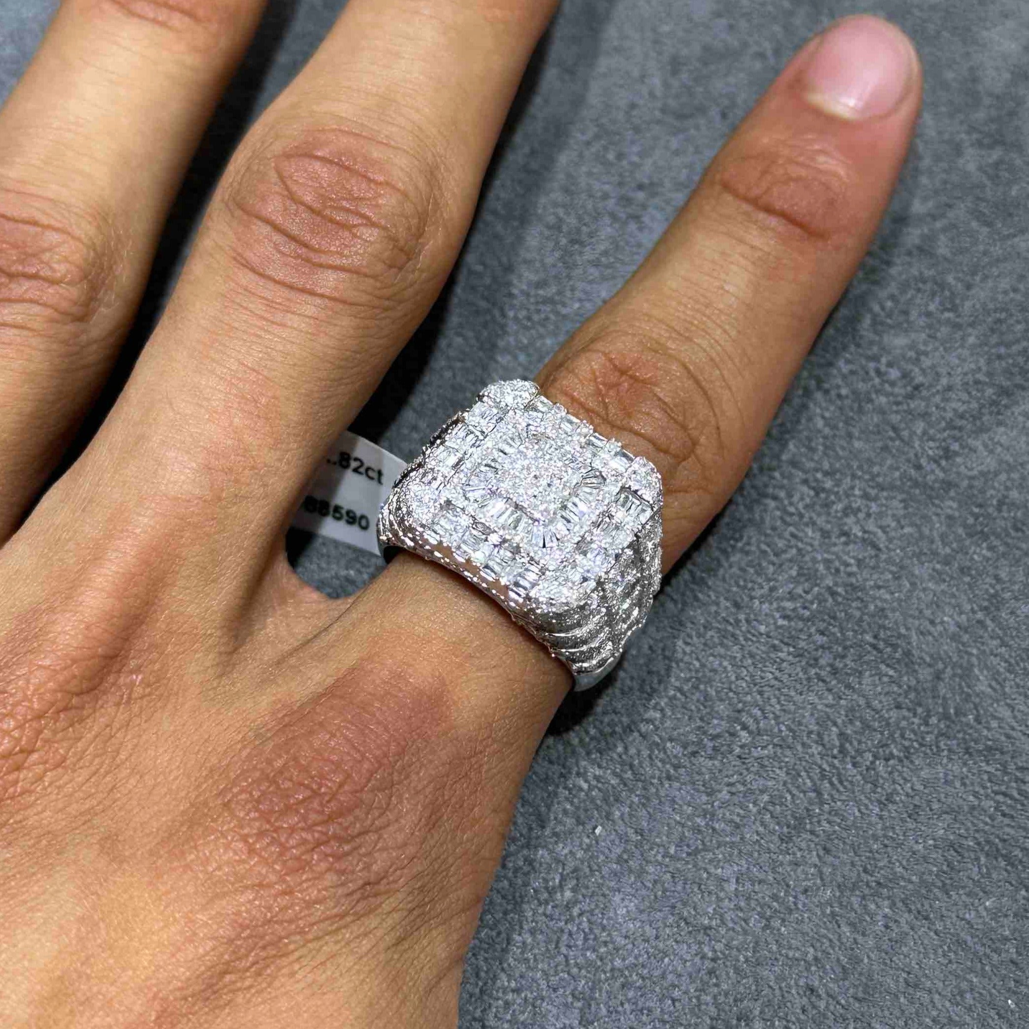 14k White Gold Iced Ring