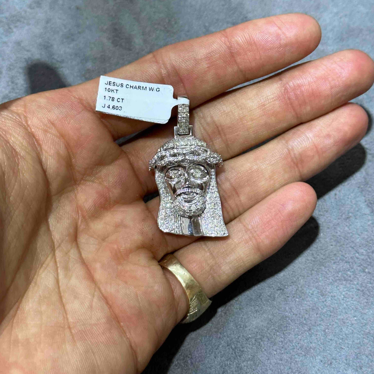 Beautiful 10k White Gold Jesus Piece Iced Bust Down | Order Now