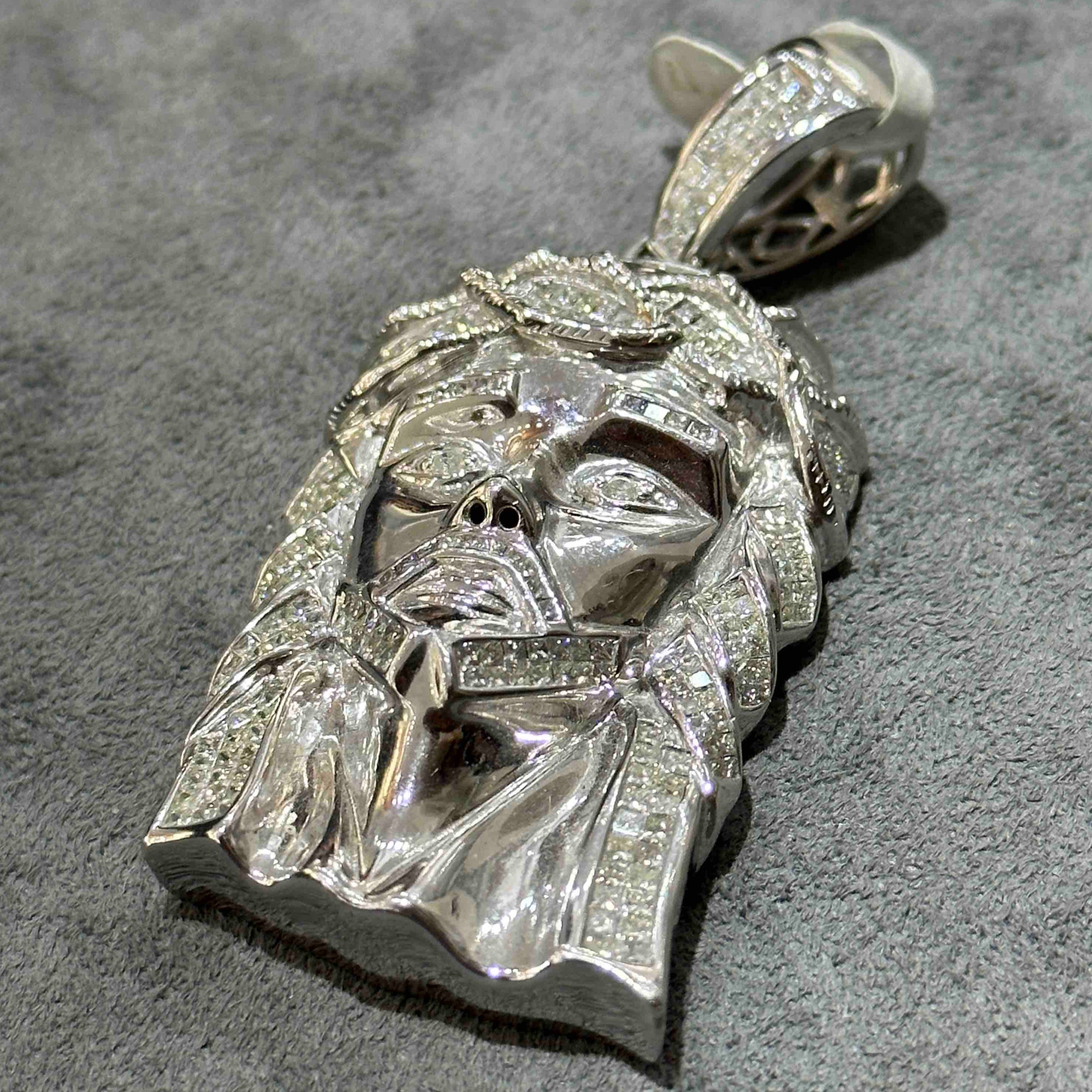 White Gold Iced Out Jesus