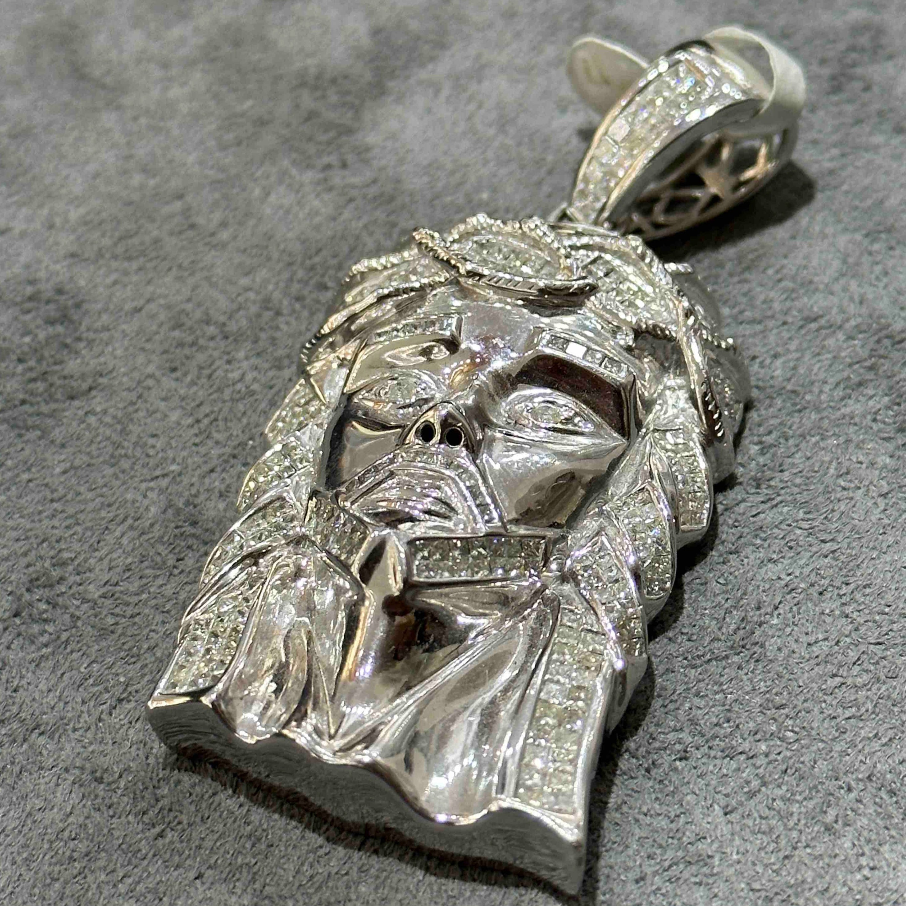 White Gold Iced Out Jesus