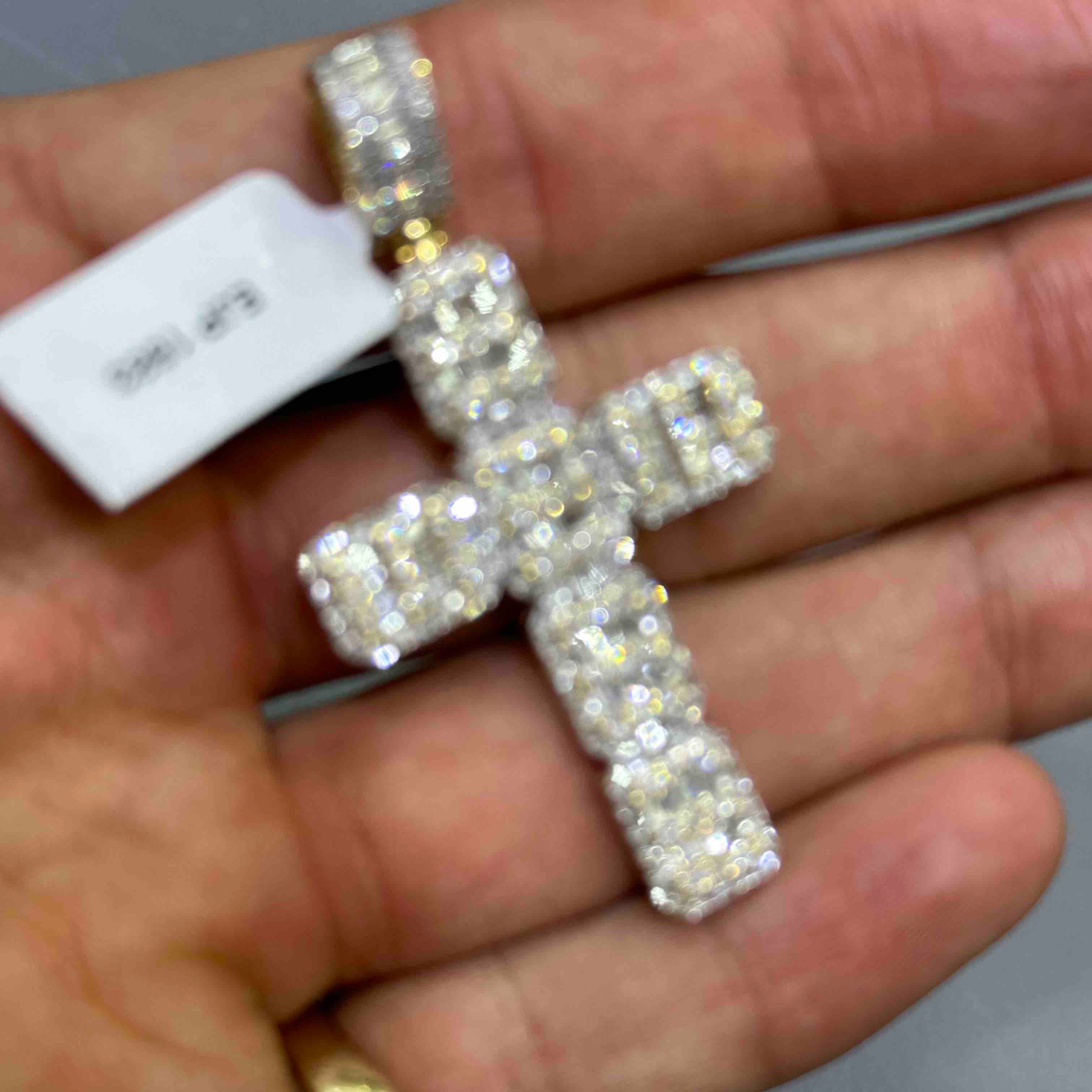 Yellow Gold Diamond Baguette Cross Pendant