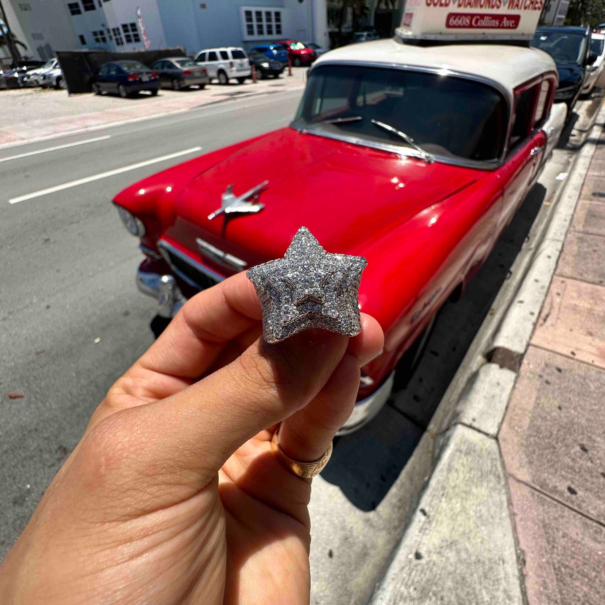 WHITE GOLD ICED OUT START RINGS