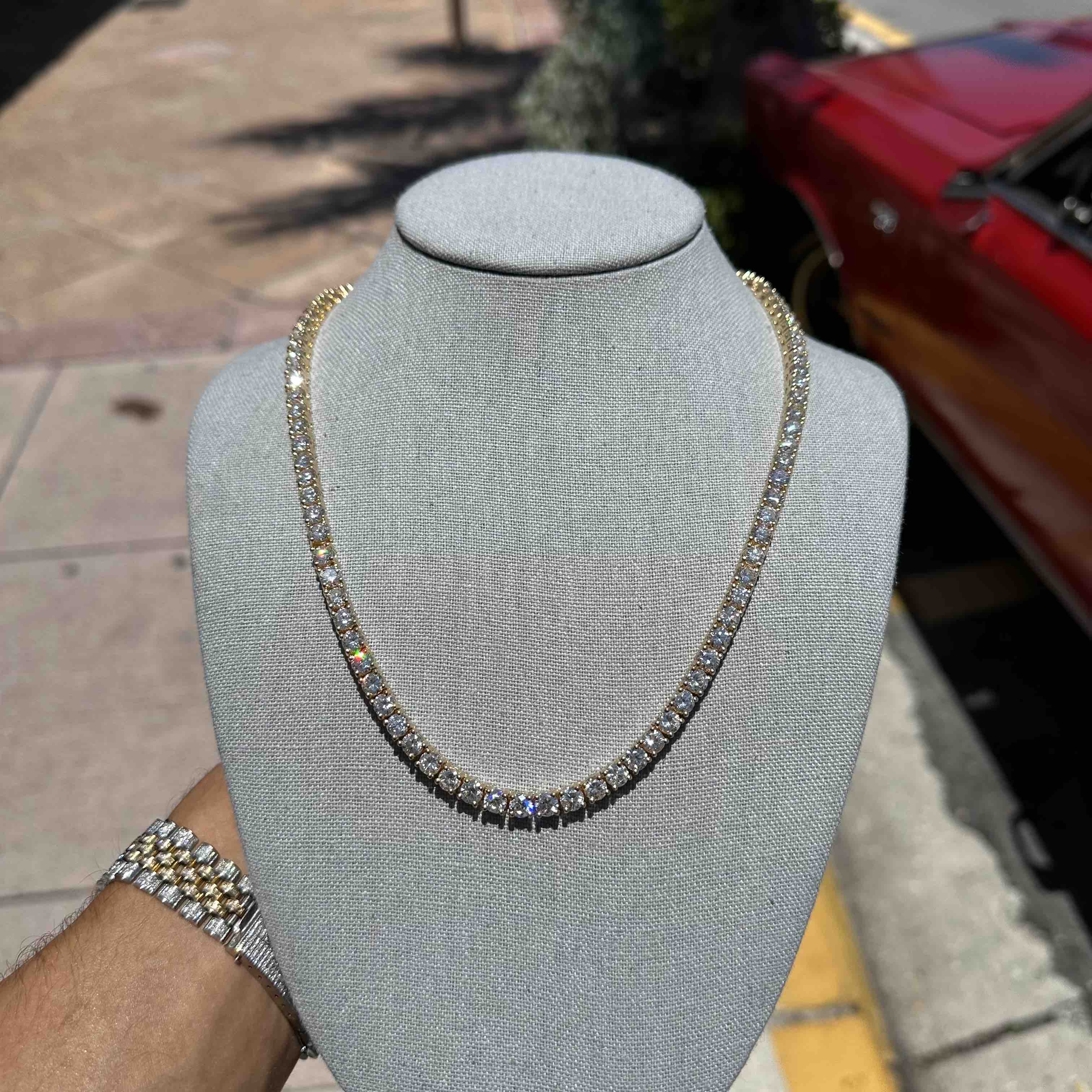 Iced Out Tennis Chain Yellow Gold