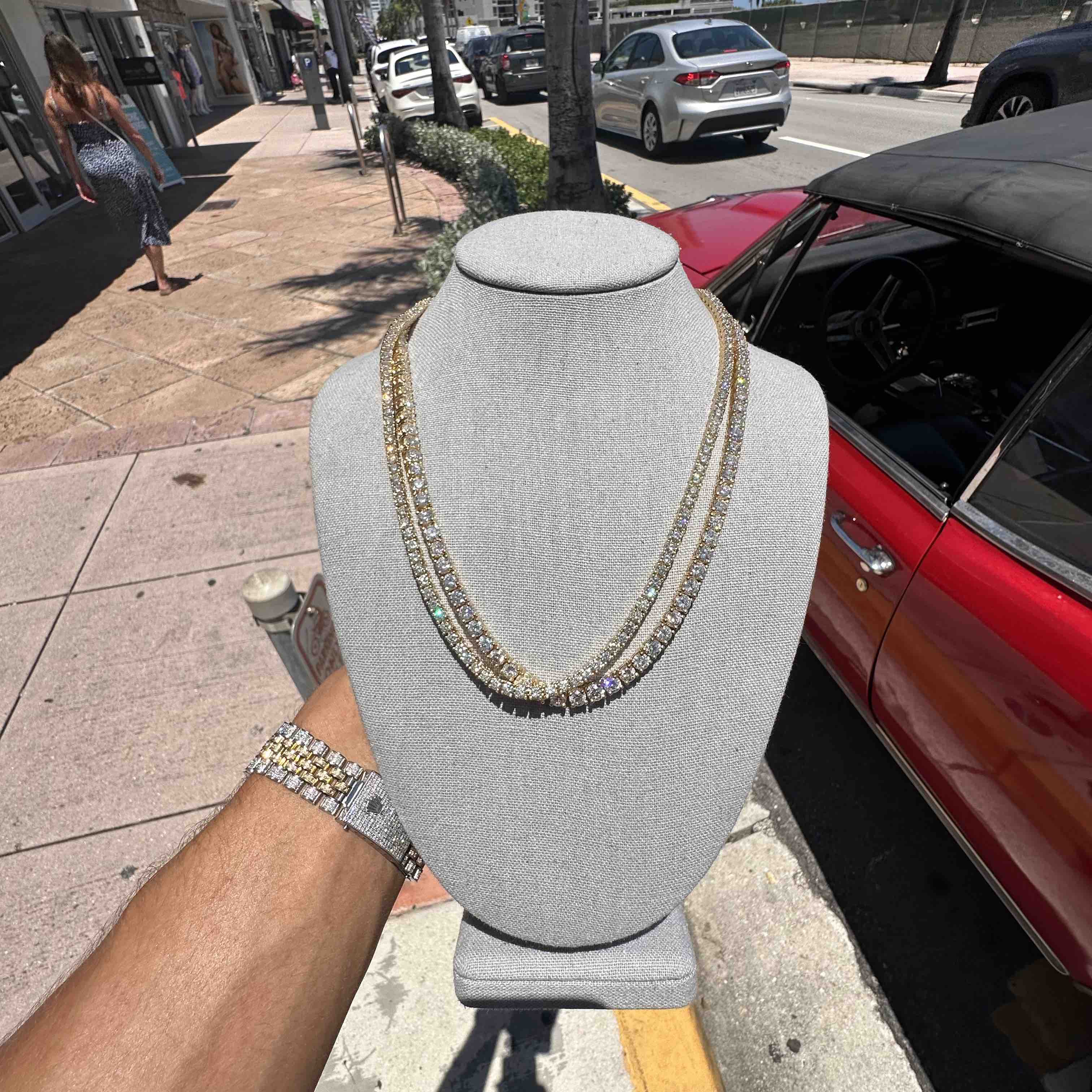 Iced Out Tennis Chain Yellow Gold