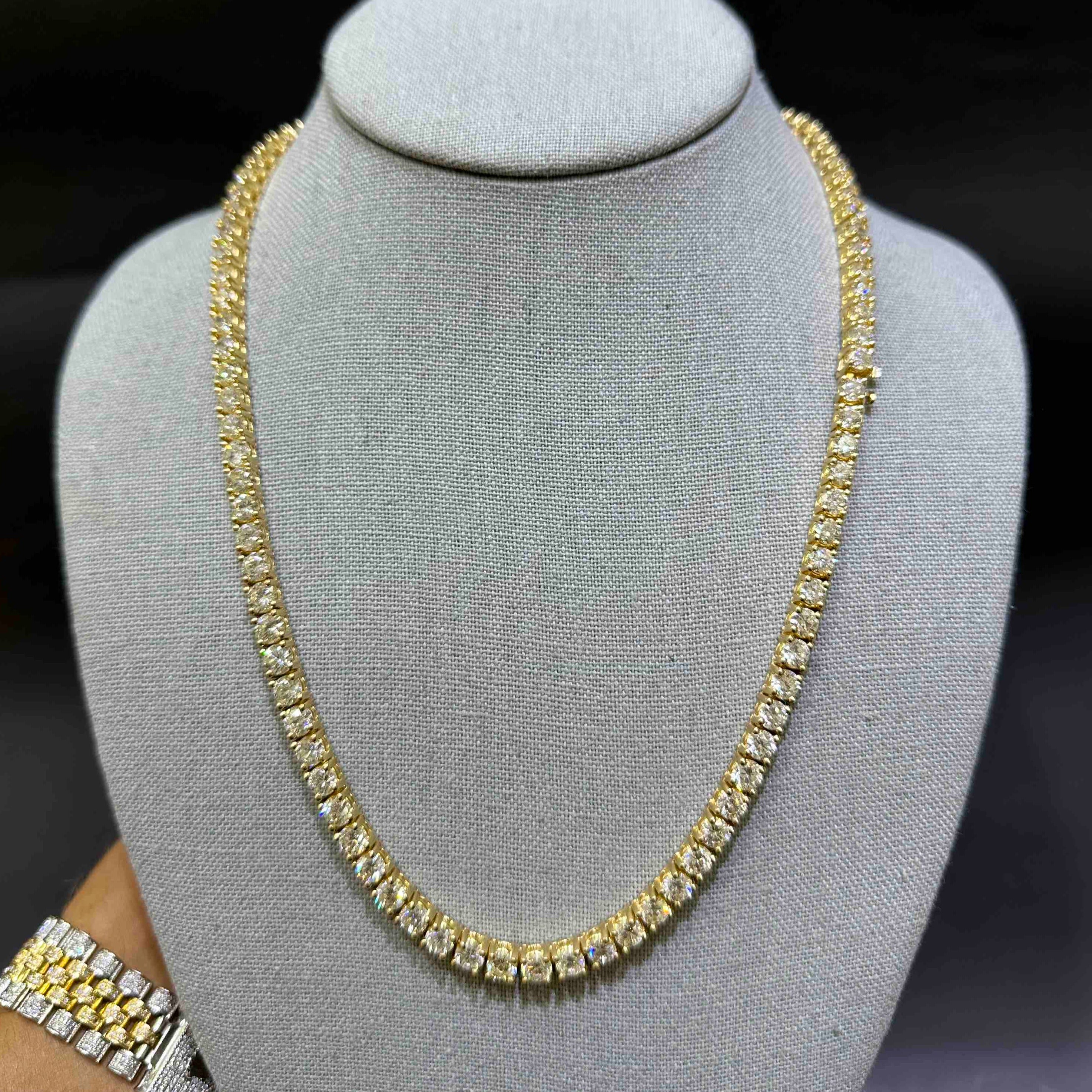 Iced Out Tennis Chain Yellow Gold