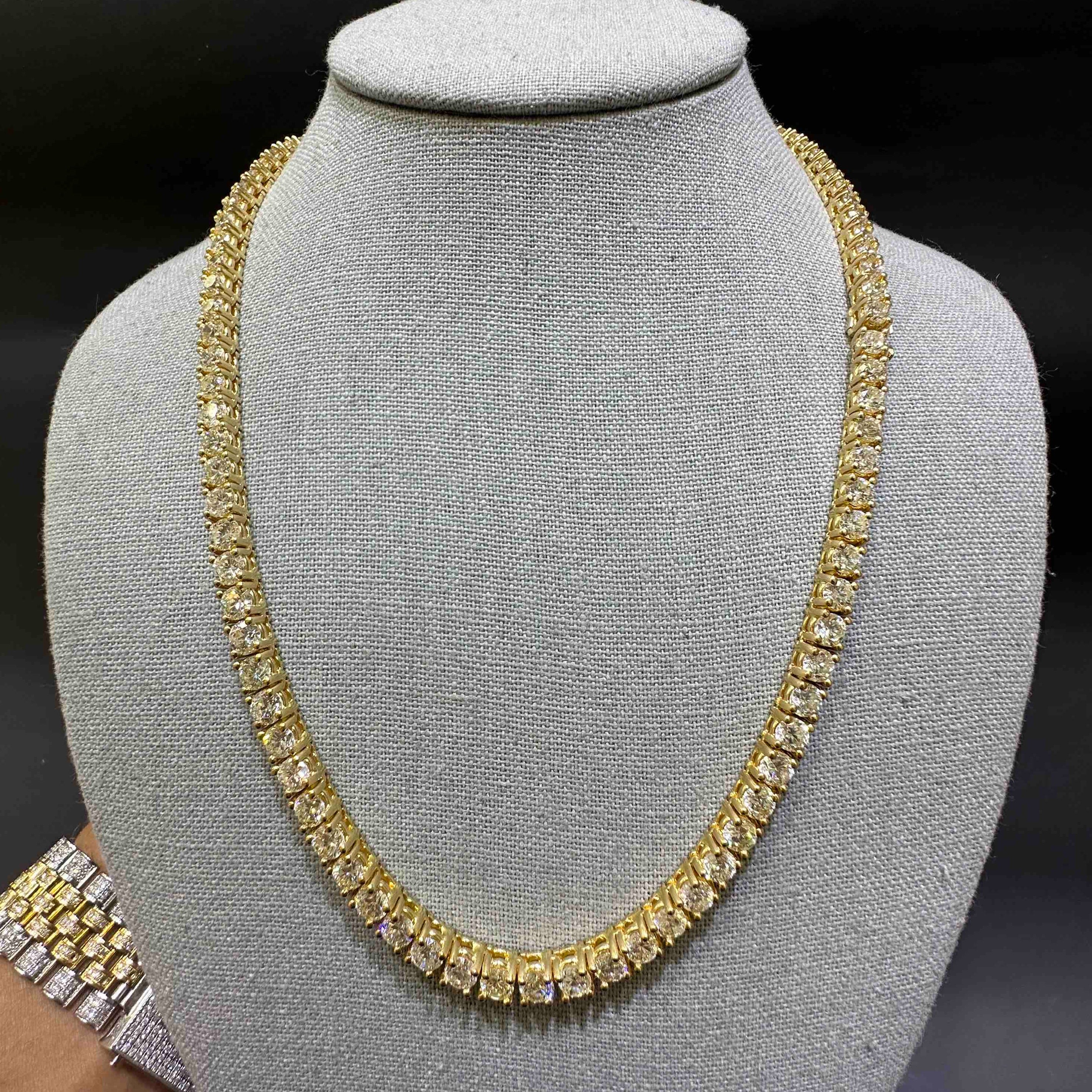  Iced Out Tennis Chain Yellow Gold