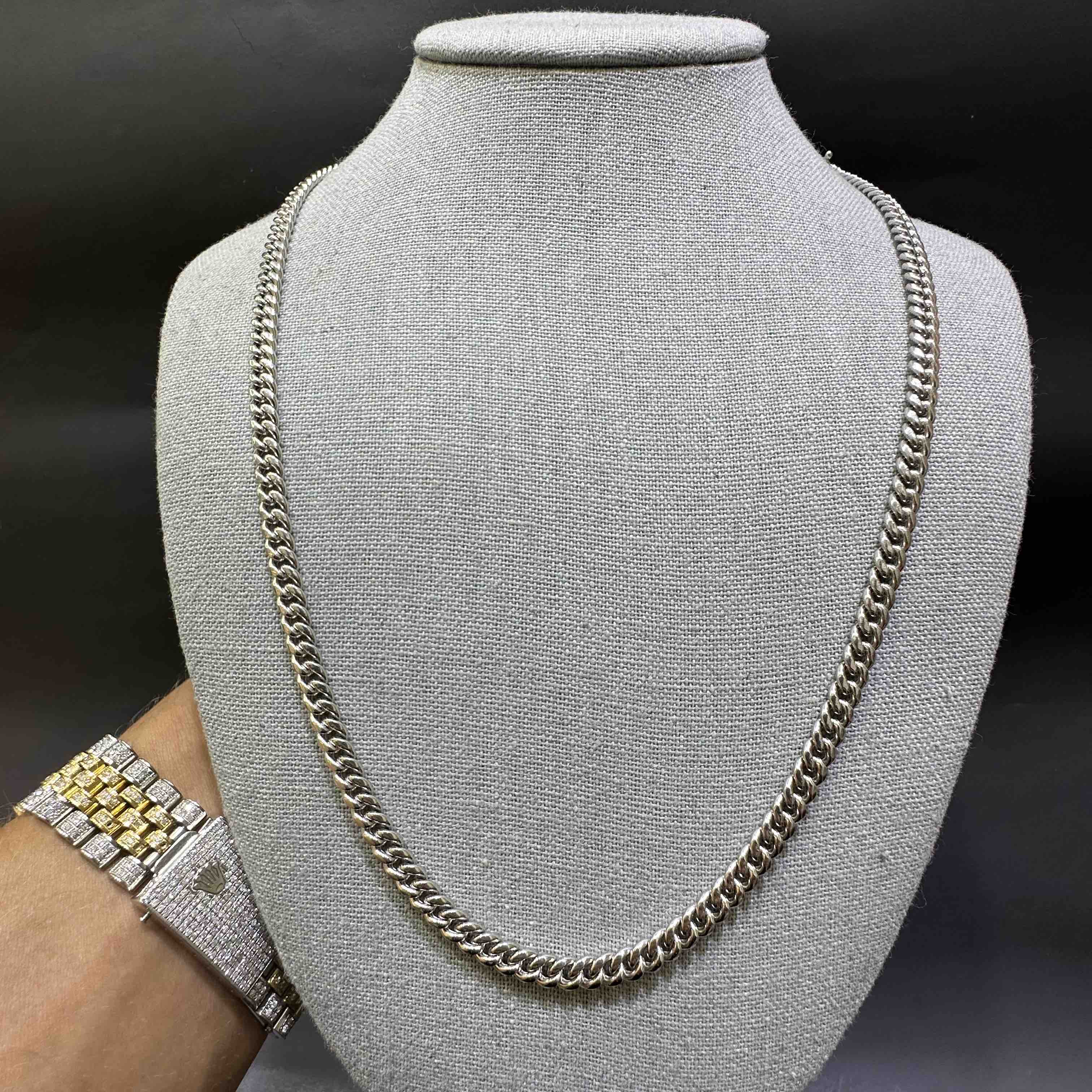 10k 6MM White Gold Cuban Link Chain