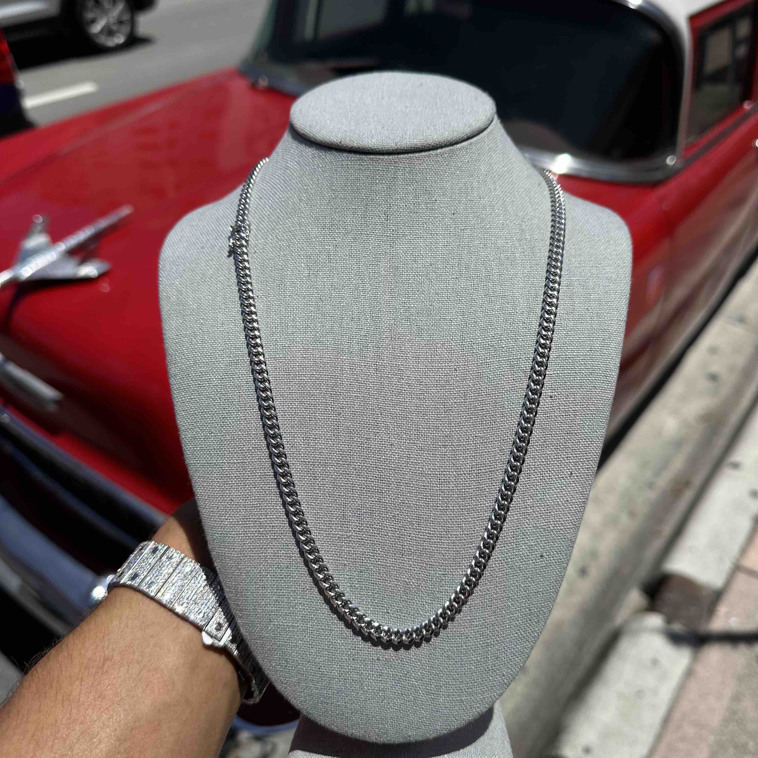 10k 6MM White Gold Cuban Link Chain