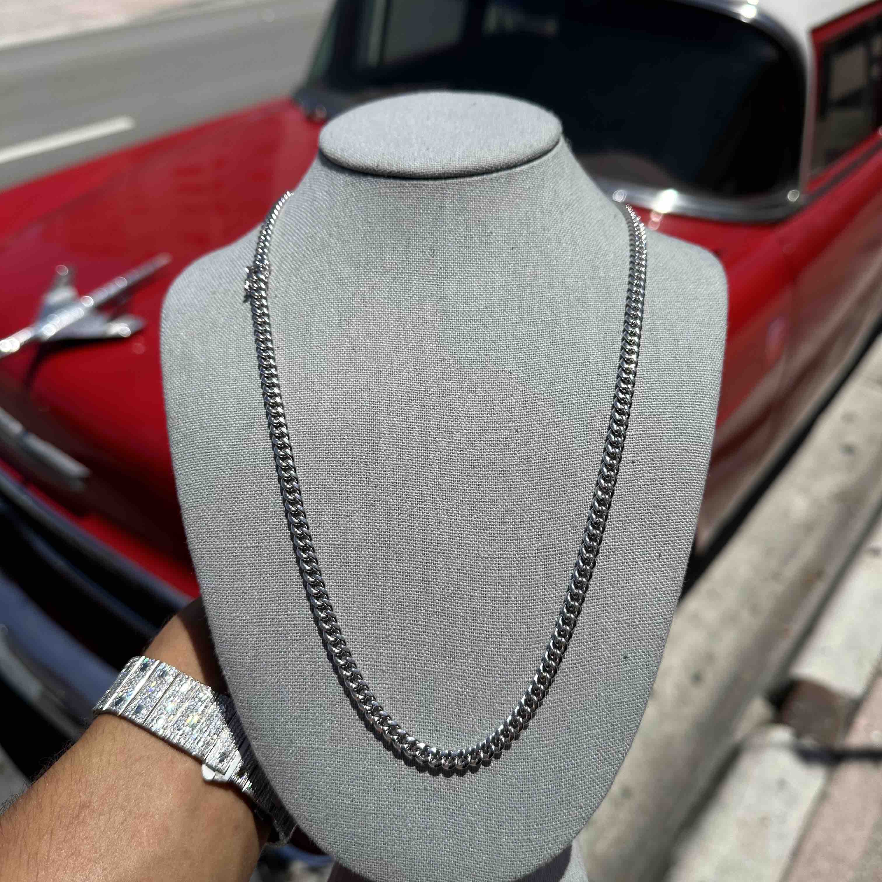 6MM White Gold Cuban Link Chain