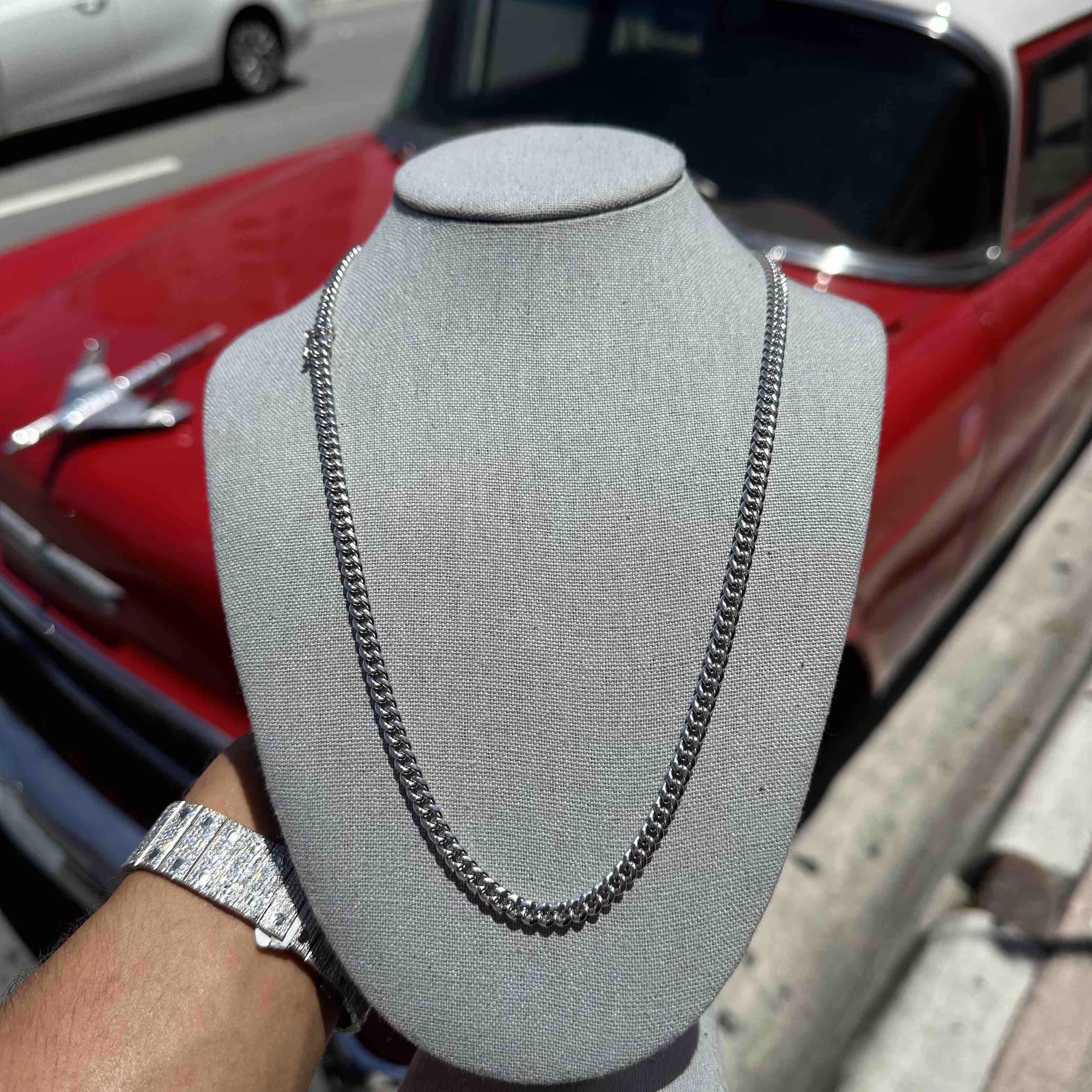 10k 6MM White Gold Cuban Link Chain