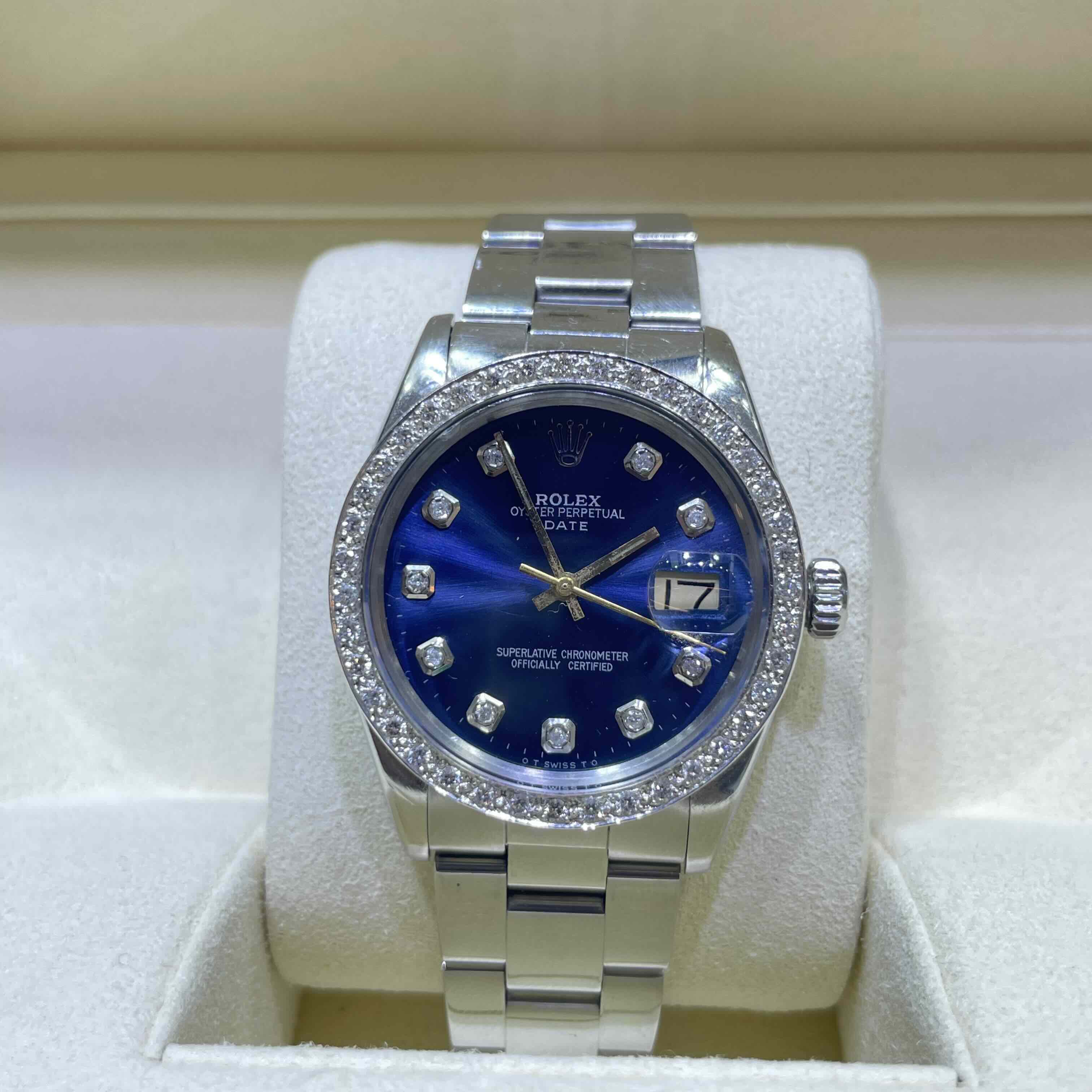 Men's Diamond Watch Rolex Datejust 36mm Blue Dial