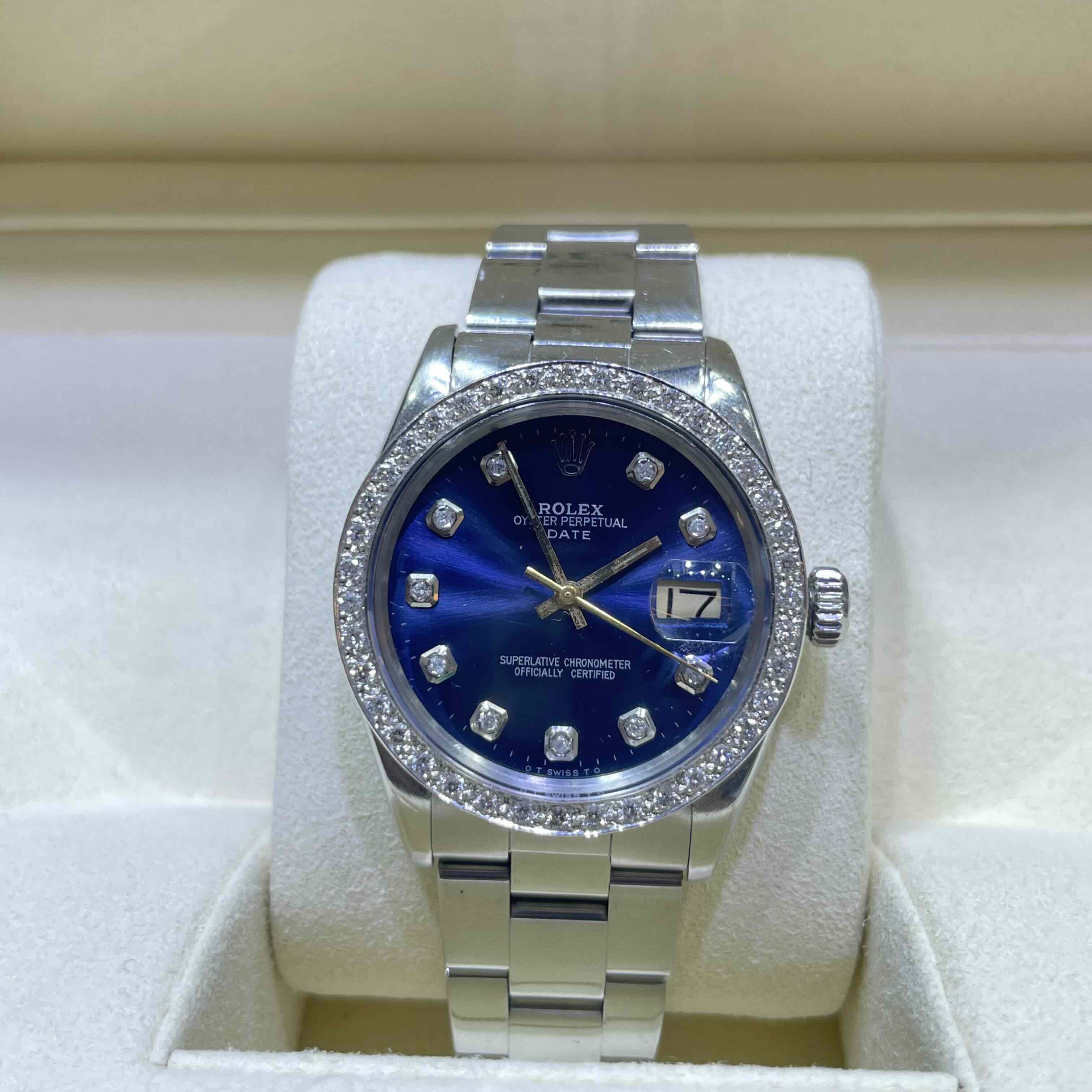 Men's Diamond Watch Rolex Datejust 36mm Blue Dial