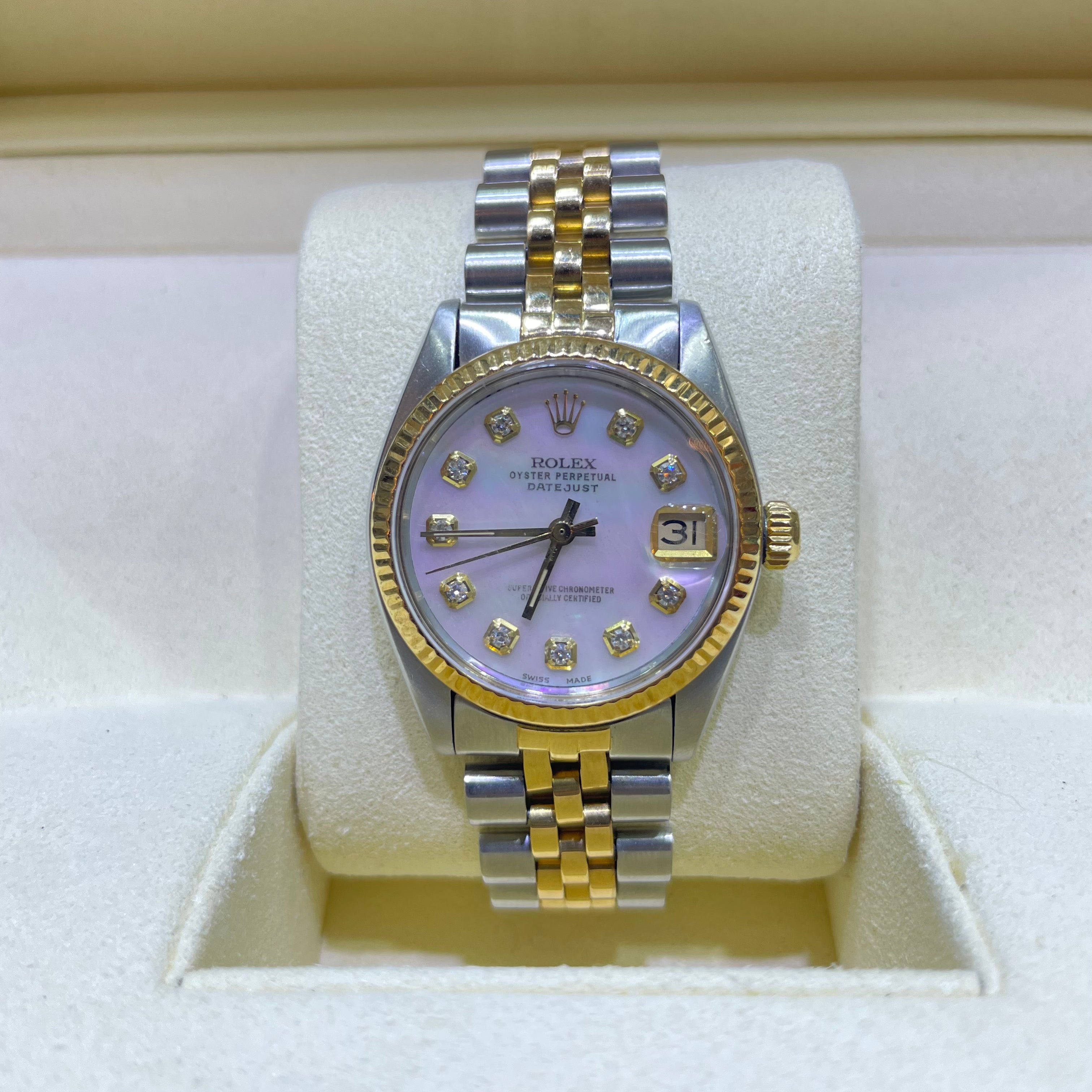 31mm Rolex Mother of Pearl Two Tone Women's | Diamond Dial