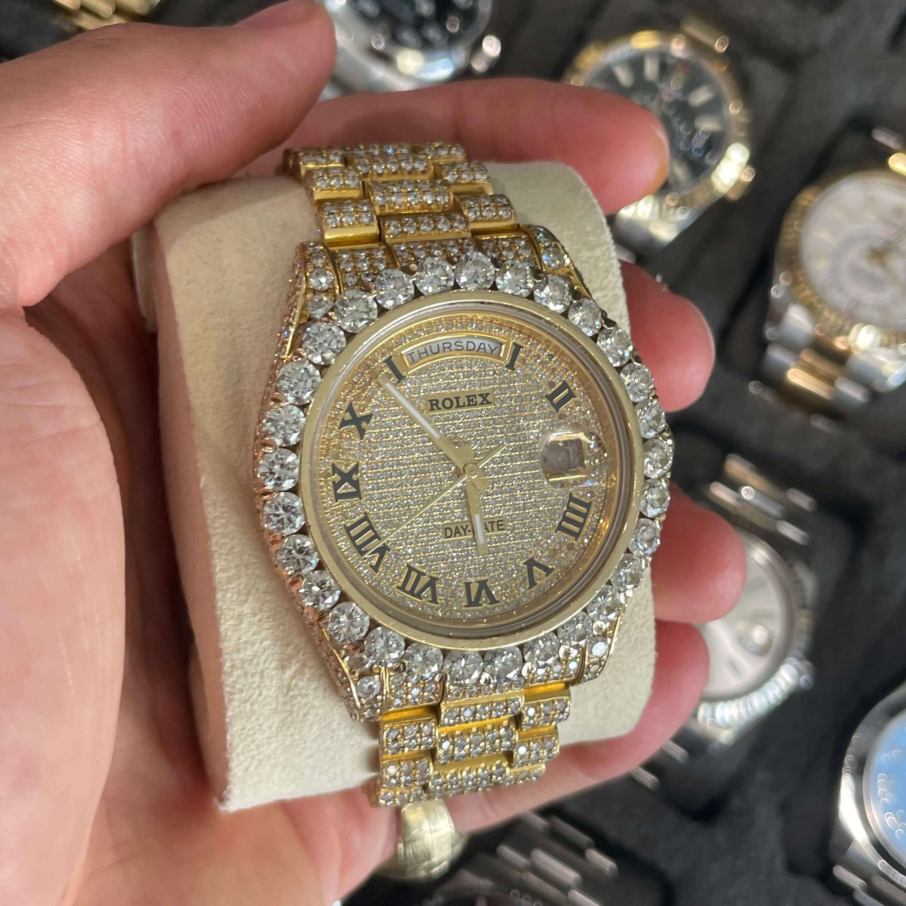 41mm Iced Out Yellow Gold Rolex Day Date II 18k