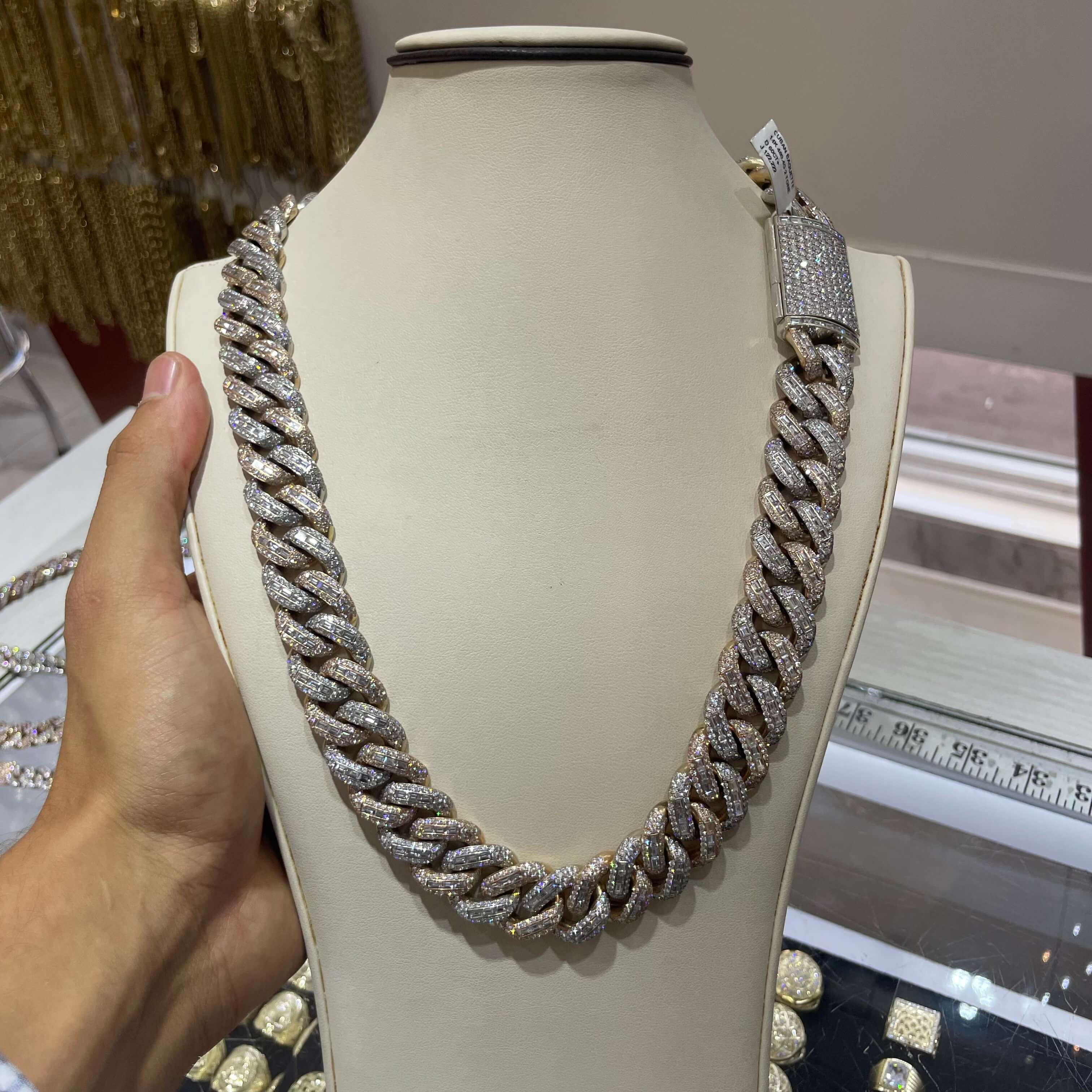 14k VS1 Two Tone Bust Down Cuban Link 500 Grams