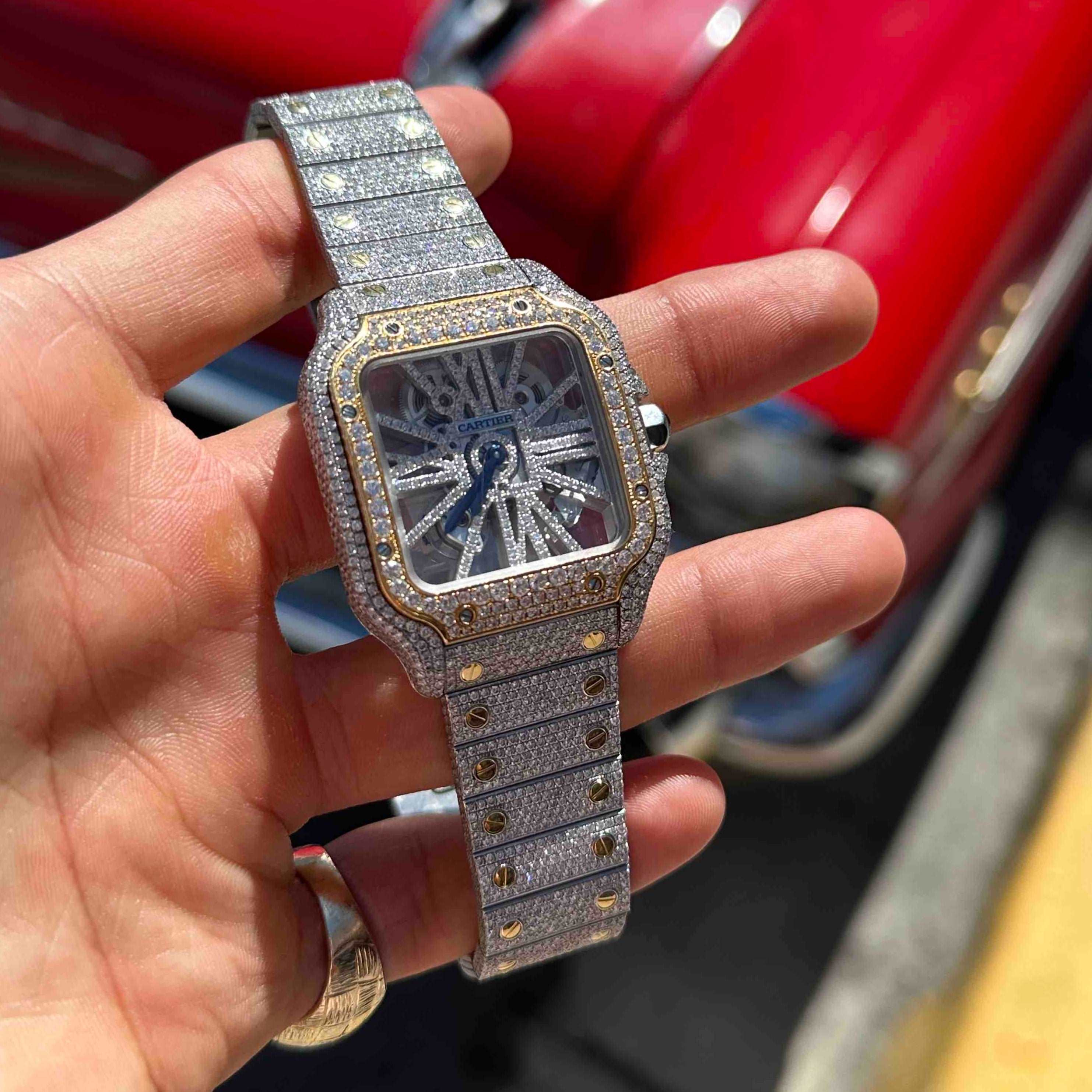 Skeleton Cartier Bust Down Watch Natural VVS Two Tone