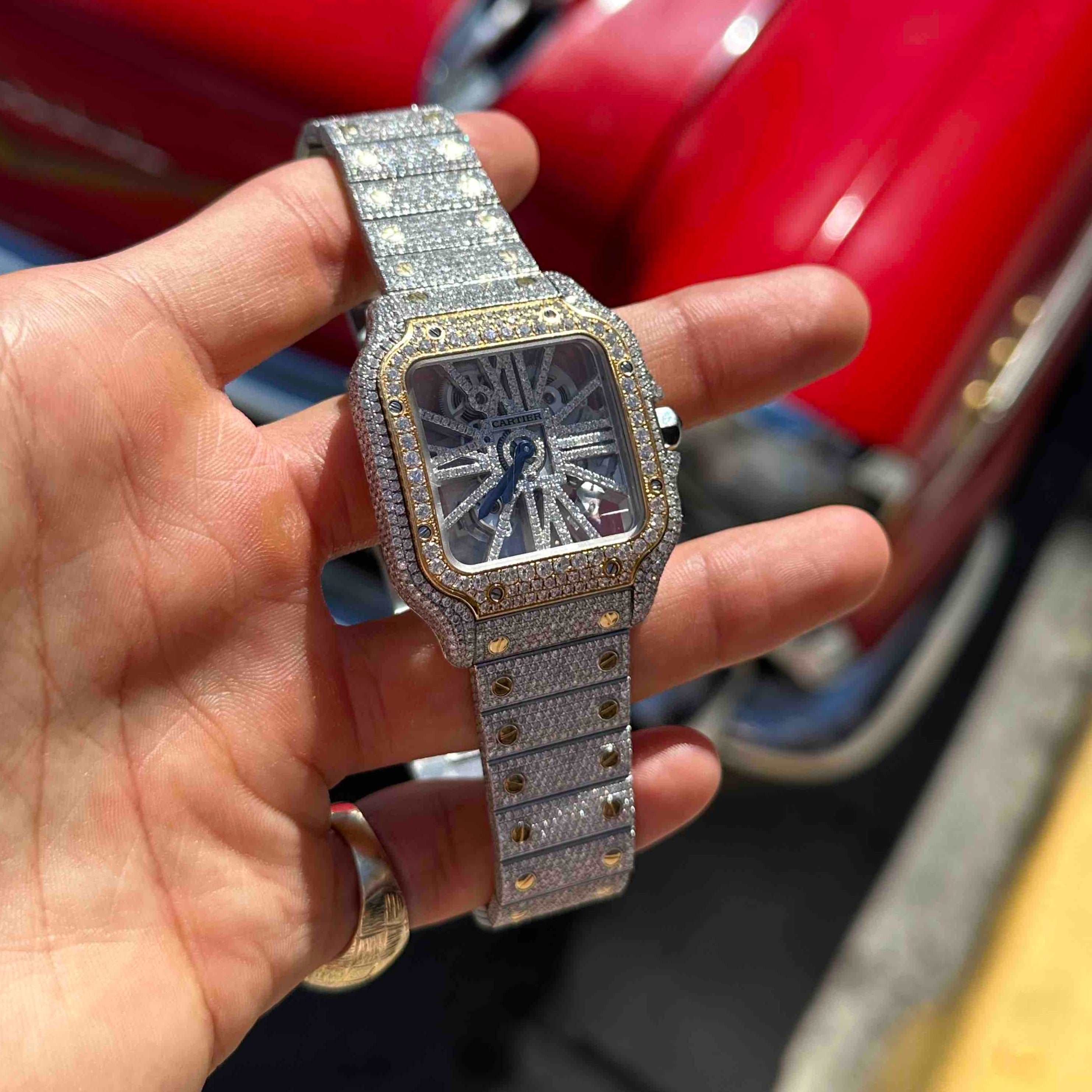 Skeleton Cartier Bust Down Watch Natural VVS Two Tone