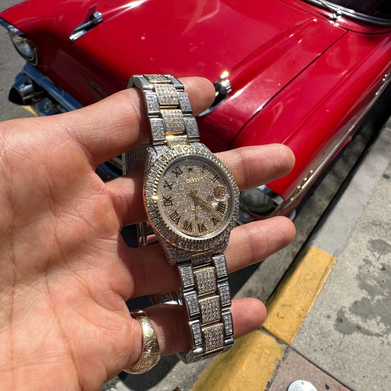36mm Bust Down Rolex Yellow Two Tone VS1 π | Roman Dial