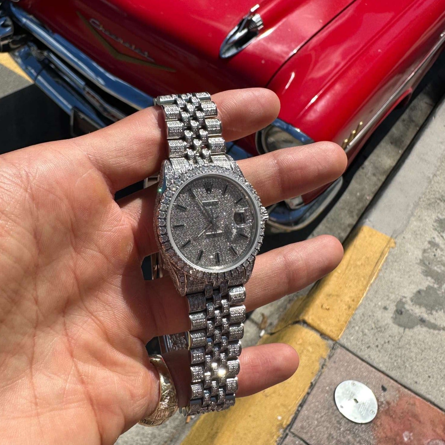 Bust Down Rolex 36mm Natural Diamond Stick Dial