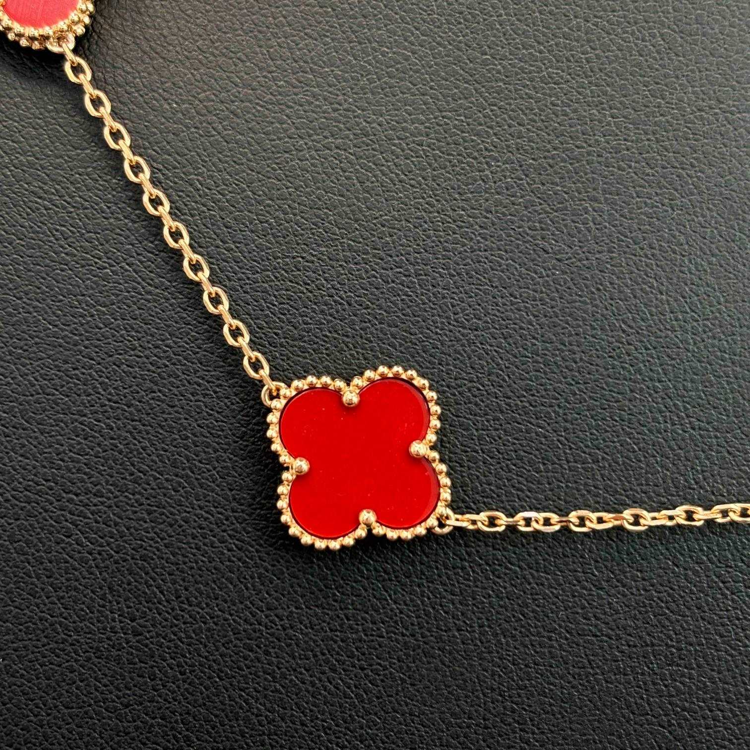 14K Rose Gold Crimson Charm Clover Necklace