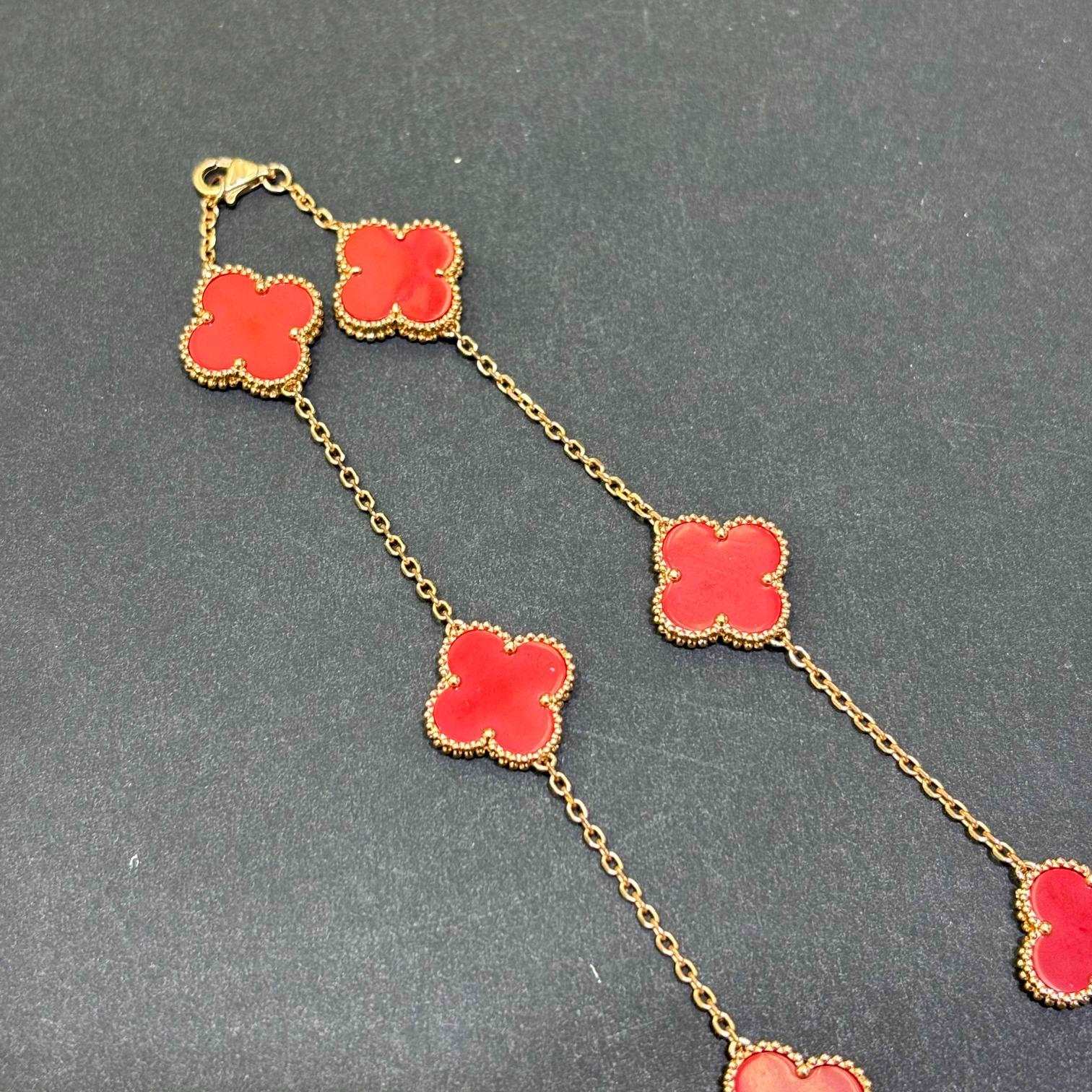 14K Rose Gold Crimson Charm Clover Necklace