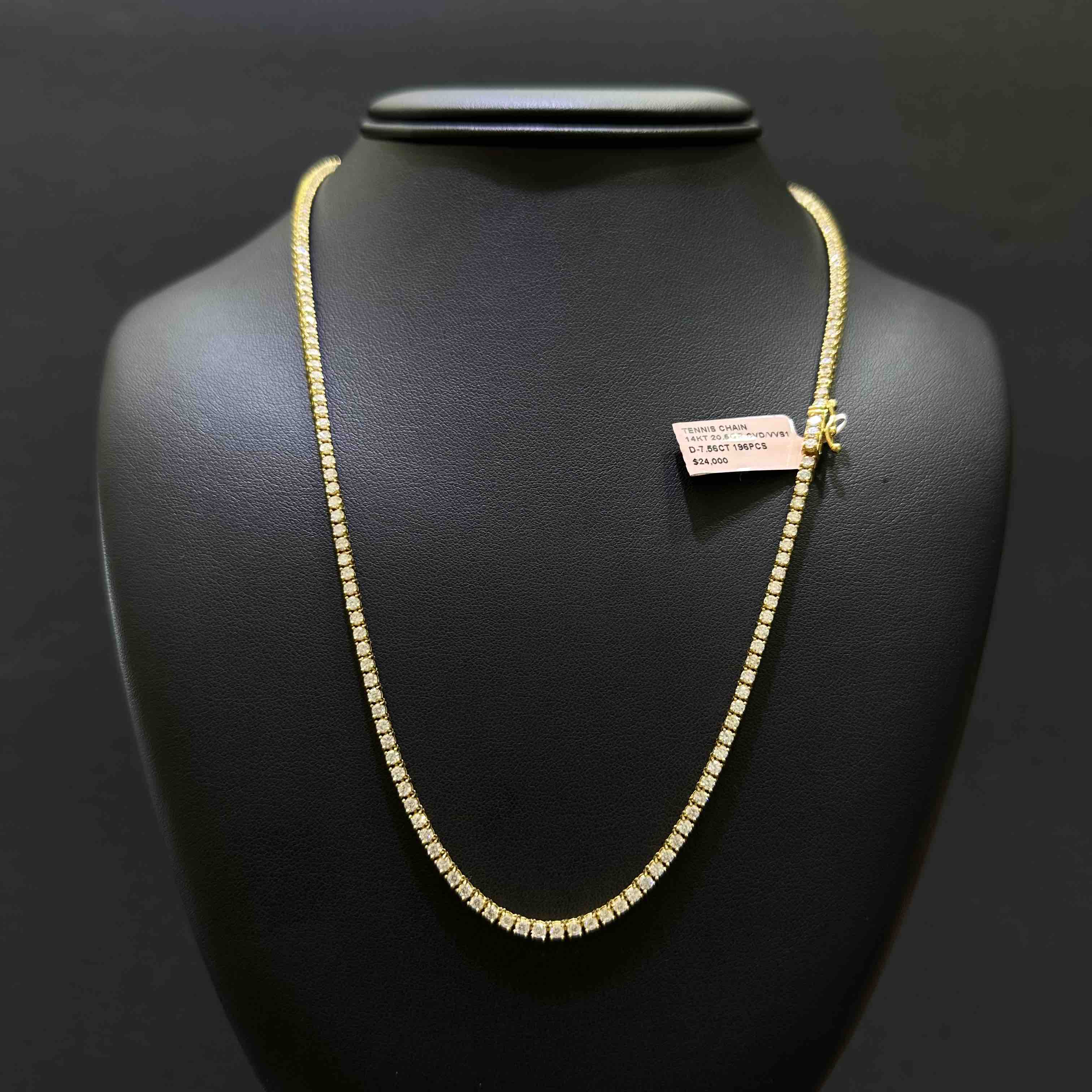 14k VVS Iced Out Tennis Chain Necklace CVD | ROSE/WHITE/YELLOW GOLD