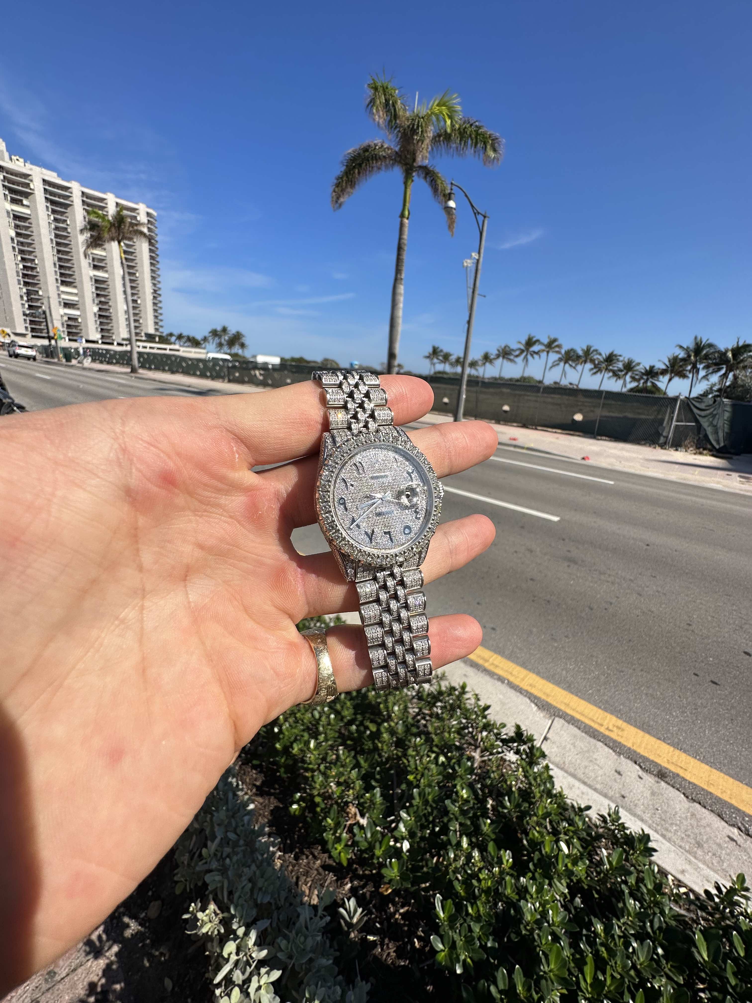 Bust Down Rolex 36mm Stainless Steel | 15 cts Natural VS1π